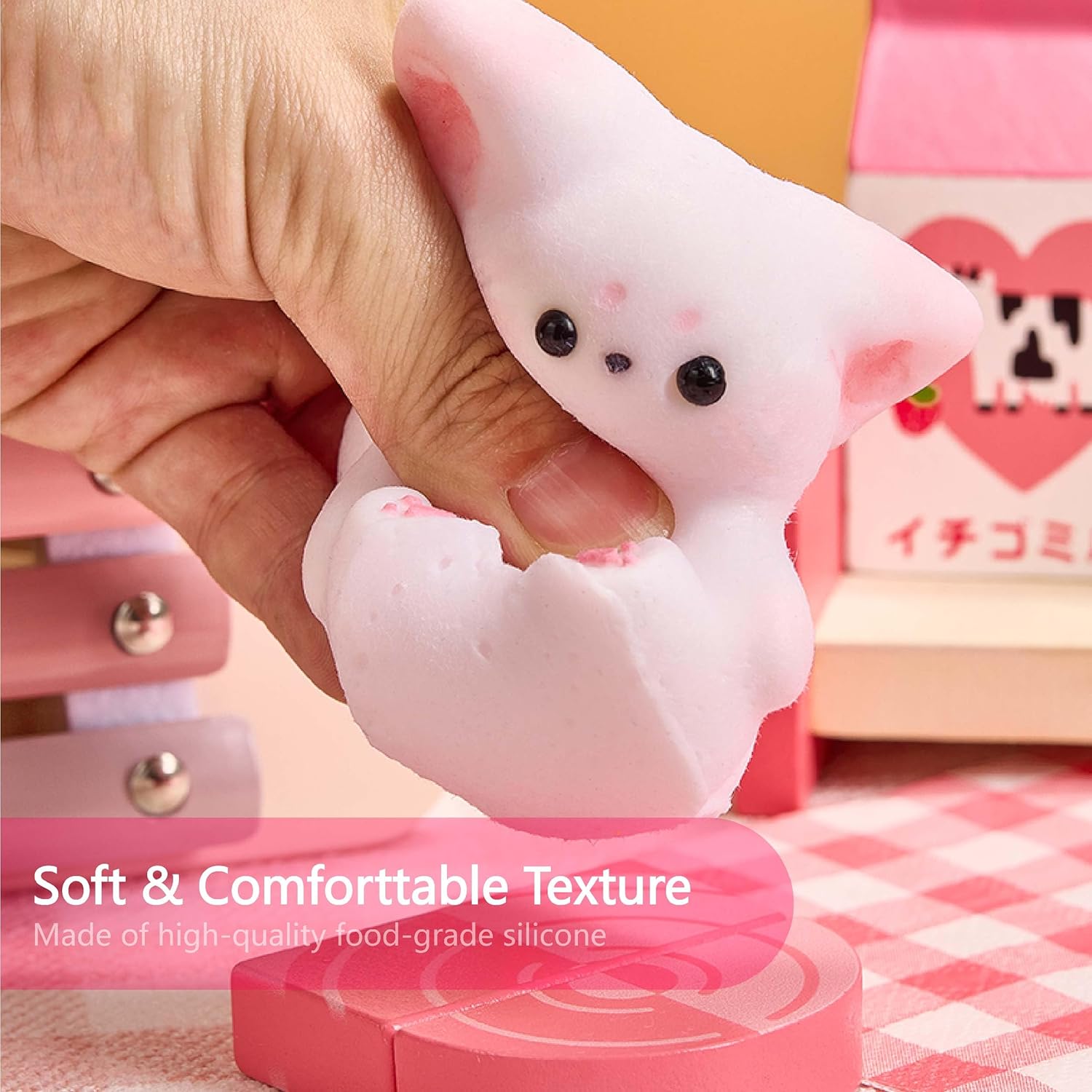 Cute Animals Taba Squishy Toys for Kids & Adults – Kawaii Stress Relief Fidget Sensory Toys, Soft Silicone Squeeze Gifts for Children, Teens, and Adults (White Fox)