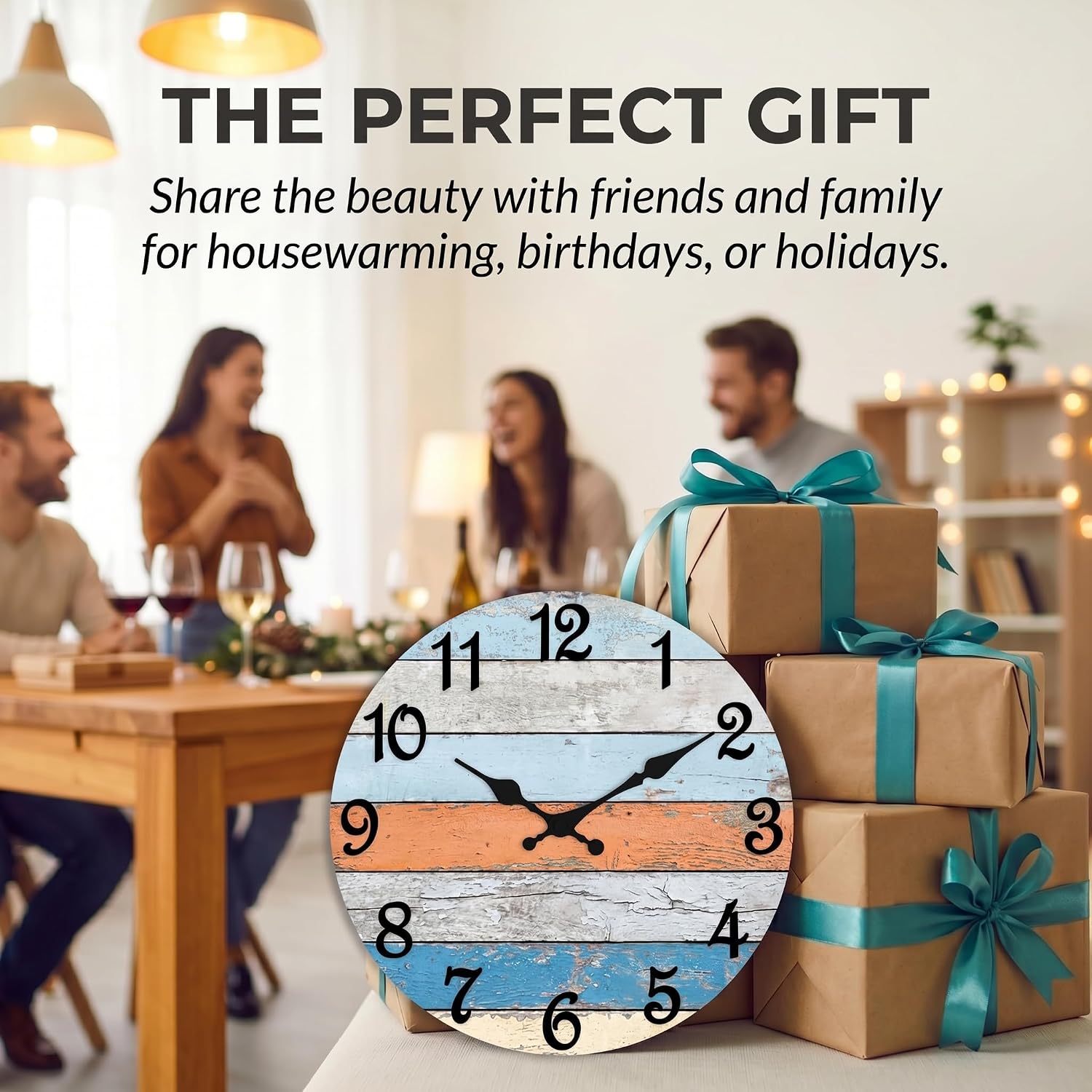 ArtSocket Wooden Wall Clock Silent Non-Ticking, Rustic Farmhouse Coastal Decorative Wall Clock Decor for Home Kitchen Living Room Office Bathroom, Battery Operated 8 Inch