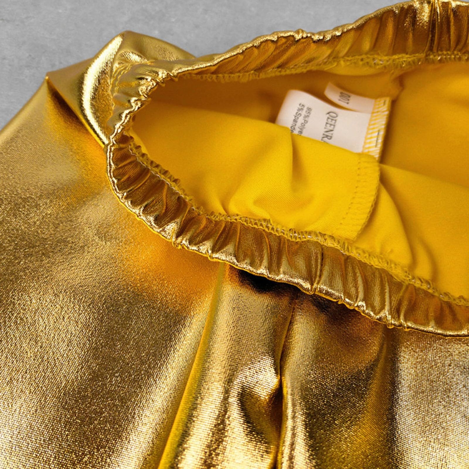 Generisch Glitzer Hose Lange Kinder Metallic Gerade Glitzerhose Mädchen Jungen Karneval Party Disco Tanzhose Elastic Waist Glänzend Gold Hose Tanze Kleidung Performance Kostüm Fasching Kinderkostüm