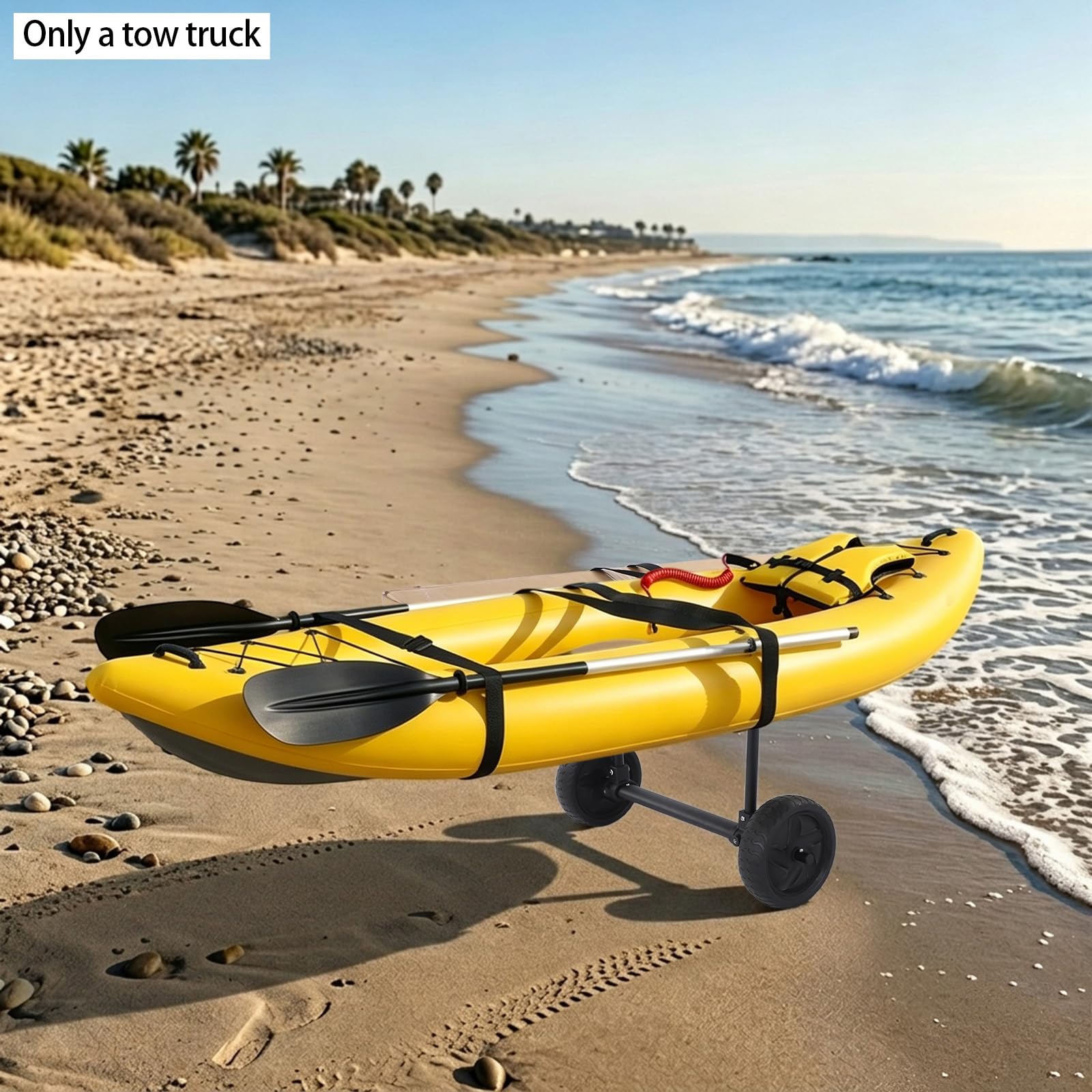 Carro Kayak, Carro Canoa, Kayak Cart Transport, Soporte Ancho Ajustable, Estructura Aluminio Acero Robusto, Ruedas Todo Terreno Playa Arena Hierba Grava Carga 45 kg, 55 cm