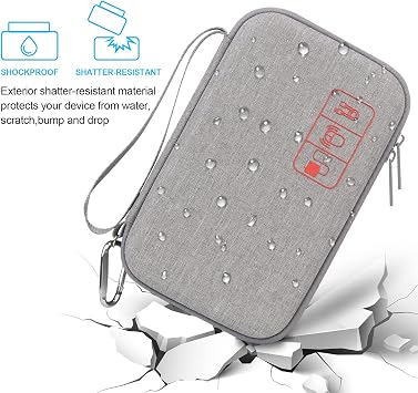 Elonbo Electronic Accessories Organiser Travel Accessory Organiser Bag Portable Electronic Cable Bag for Chargers Hard Drives Accessories Cables USB Stick SD Cards USB Hub Camera Equipment Grey