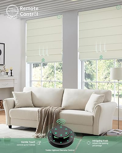 Miniatura 3 de Yoolax Persiana romana motorizada opaca clásica plegable inteligente con Alexa y Google Home, pantalla eléctrica con control remoto personalizado