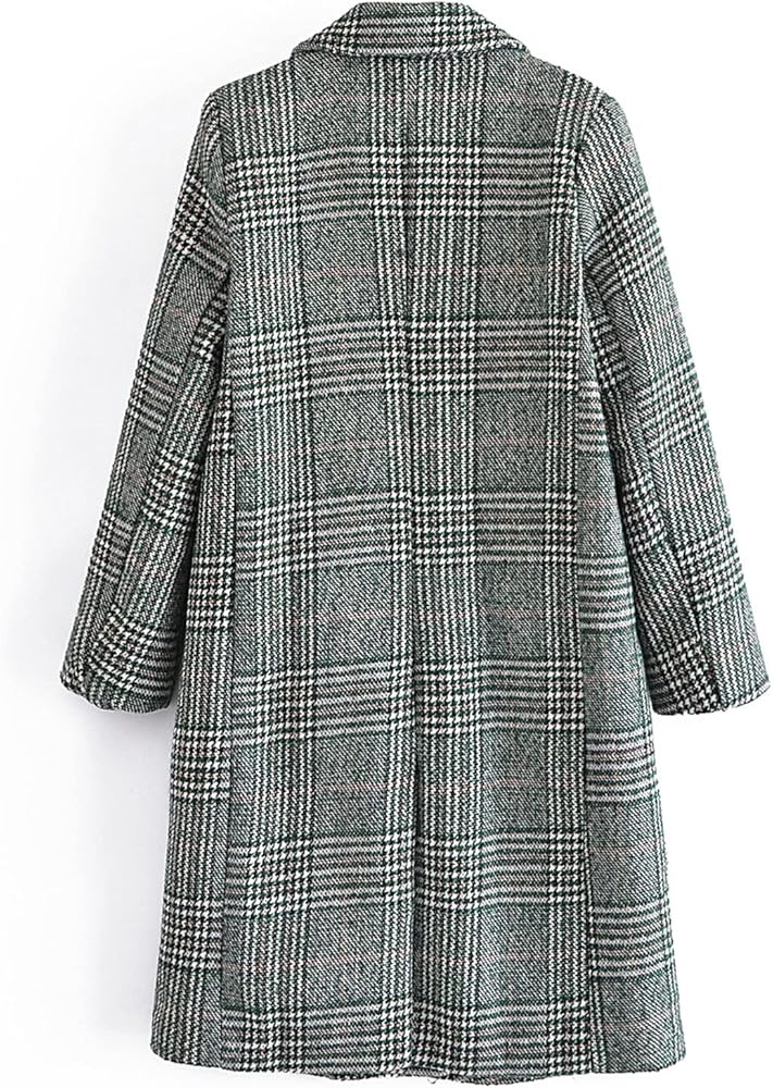 Amazon.com: Face Dream Women Classic Lattice Winter Overcoat Lapel