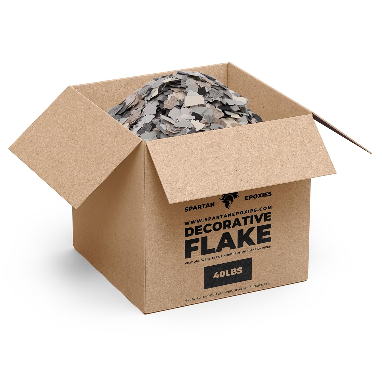 Epoxy Flake - 20lb and 40lb Boxes, Choose from 21 Blends Including Marble and Hybrid Flakes, USA Made, Ideal for Garages, Basements, Shops, and More (Keystone - Hybrid Flake, 40lb Box)