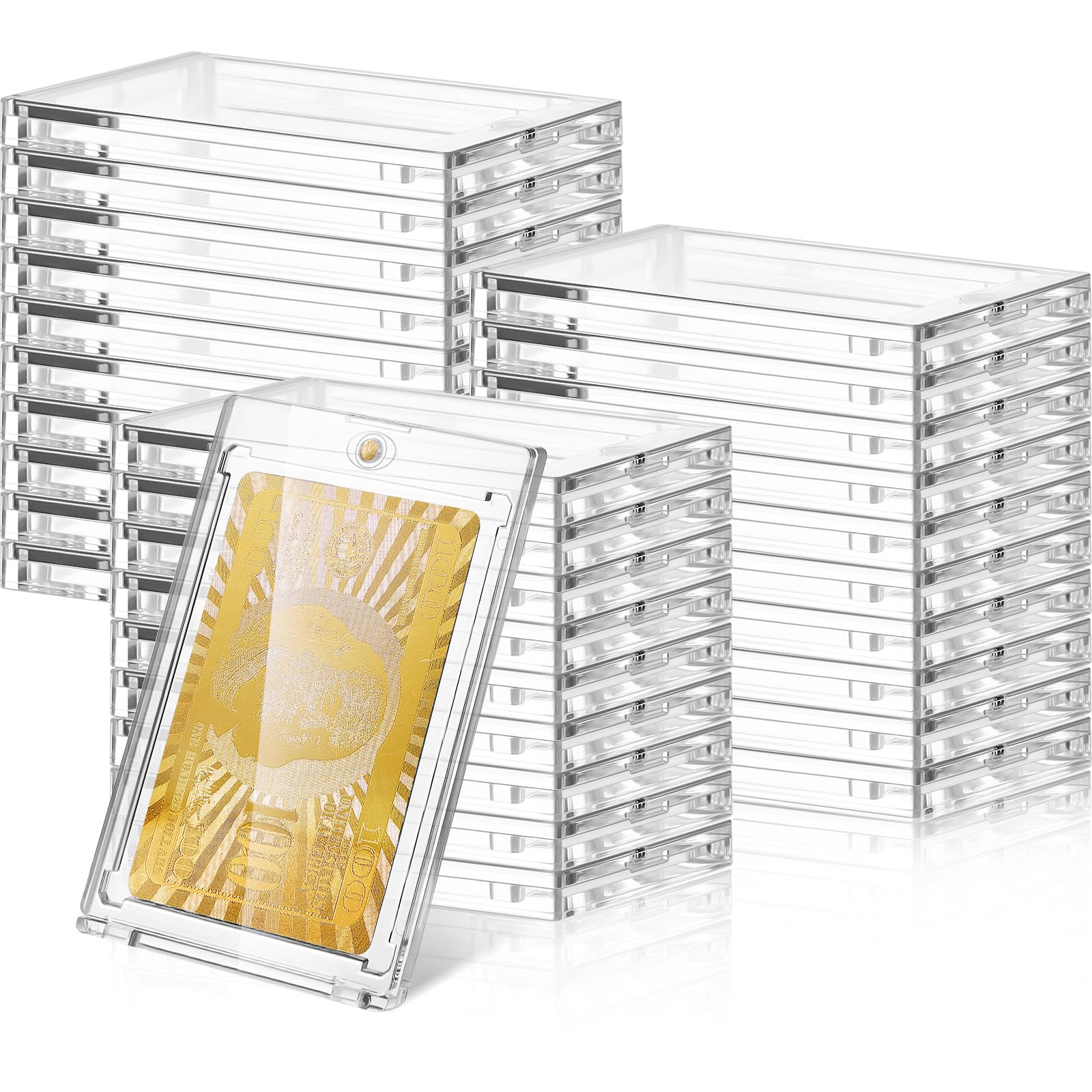 SATINIOR 30 Pcs 100 Pt Magnetic Card Holder, Holder Case Clear Protectors for Thick Baseball Football Hockey Cards