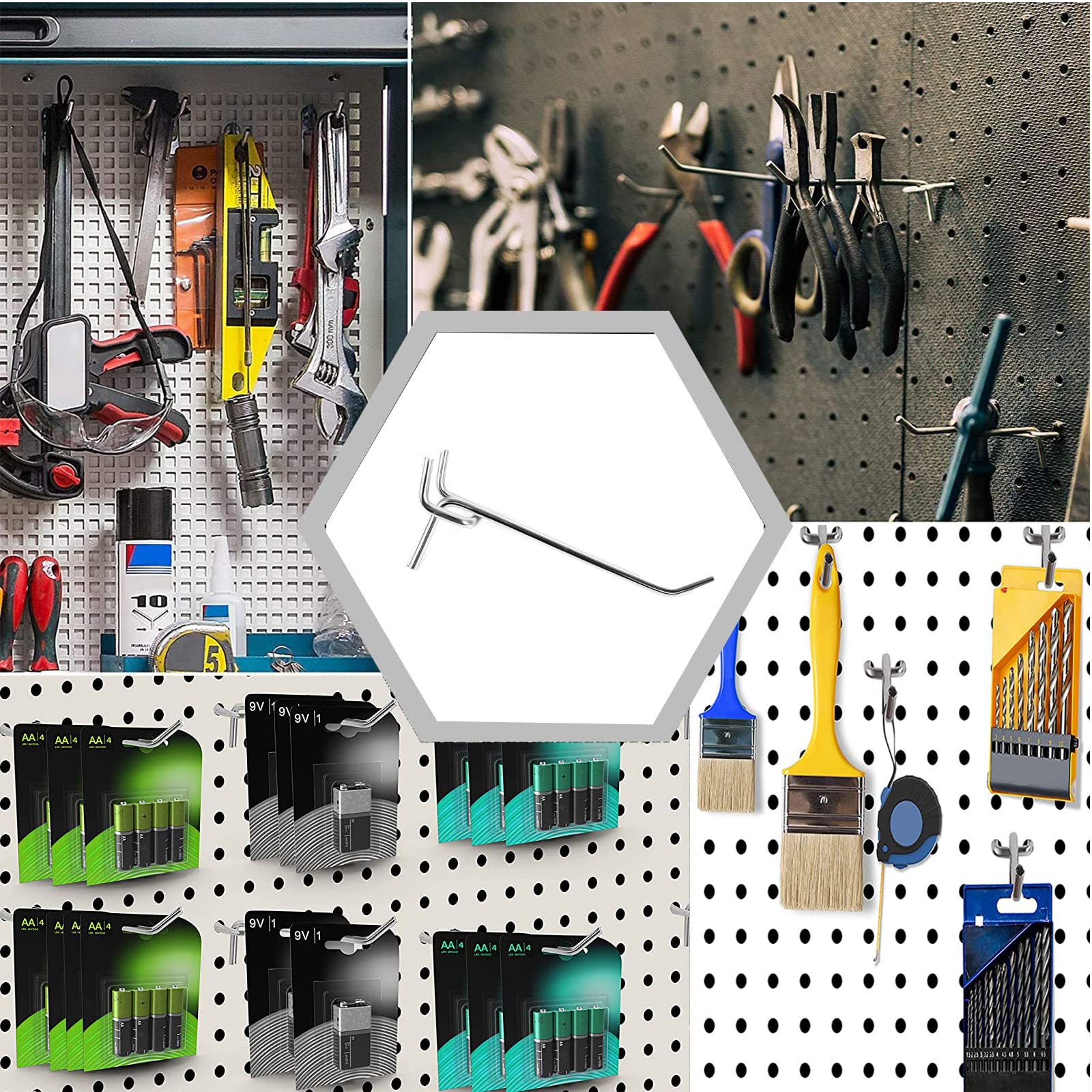 20 Pezzi Ganci per Pannelli Forati, Ganci per Pegboard in Metallo Ganci Triangolari Perforati Ganci Singoli per Espositori a Muro e Scaffalature da Negozio, 15cm
