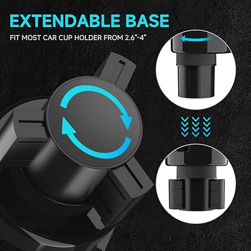 Miniatura 5 de DYLEN Bandeja portavasos, adaptador expansor de portavasos para automóvil, bandeja de alimentos desmontable de 9.5 pulgadas para comer, artículos