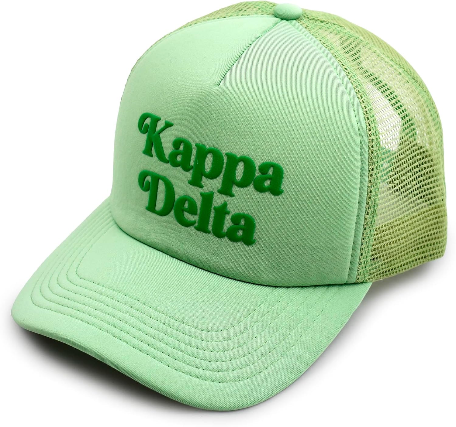 Sorority Shop Kappa Delta Baseball Cap - Mesh Trucker-Style Hat, Padded Front Panel and Snap Closure, Kappa Delta Gifts for Women Green