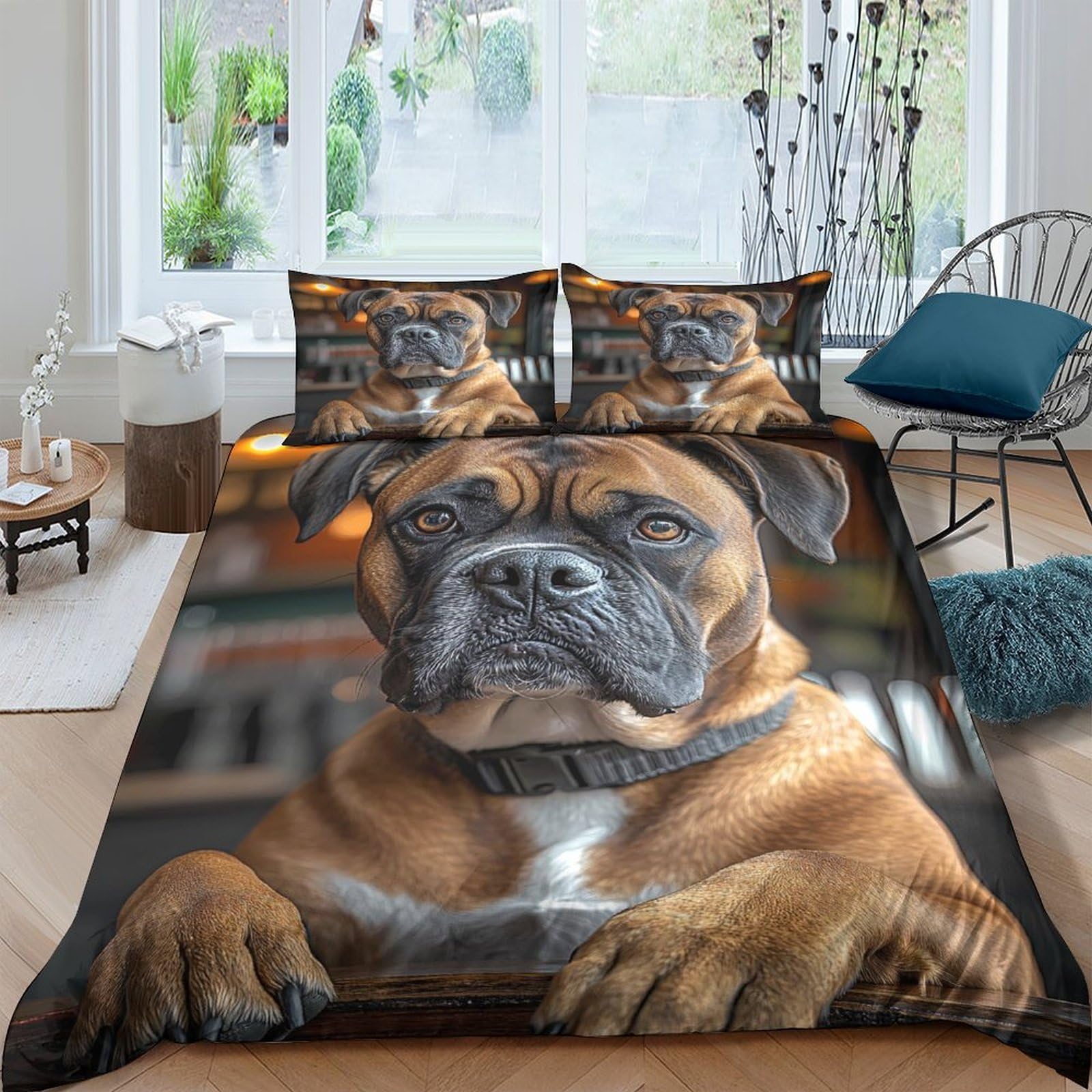 Ctjqhvkz Style-7 3D Printed Brown Bulldog Fitted Sheet Microfiber Soft Breathable Dog Portrait Bed Cover For Bedroom Guest Room Pet Decor Single（135X200cm）