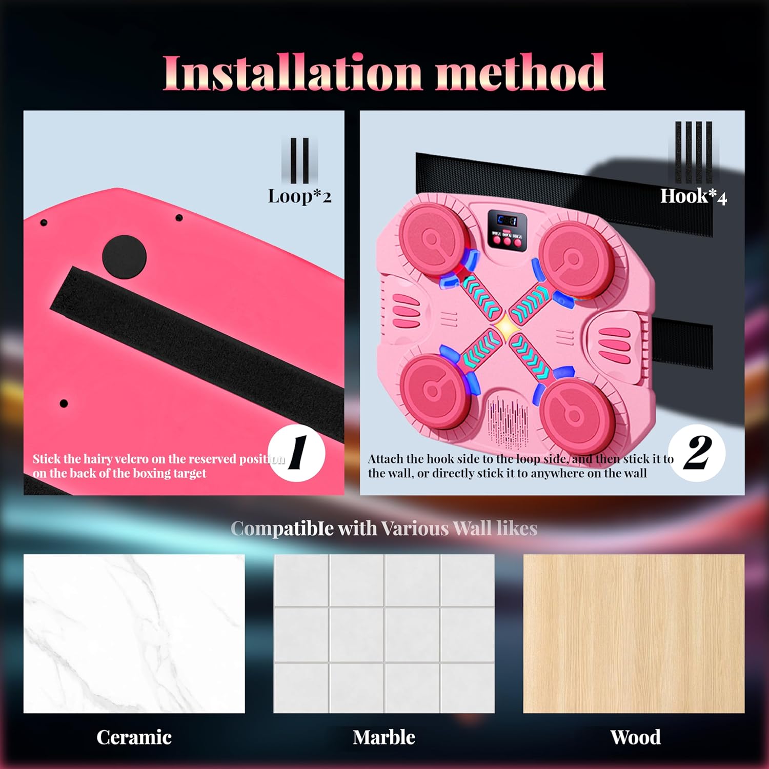 Music Punching Machine for Kids—Bluetooth Wall Boxing Game Training Equipment with Upgraded Rhythm Lights&Glove&Pad, Home Gym Reaction Training Sport Toys for Boys Girls 3-12+ Teens Birthday Gifts