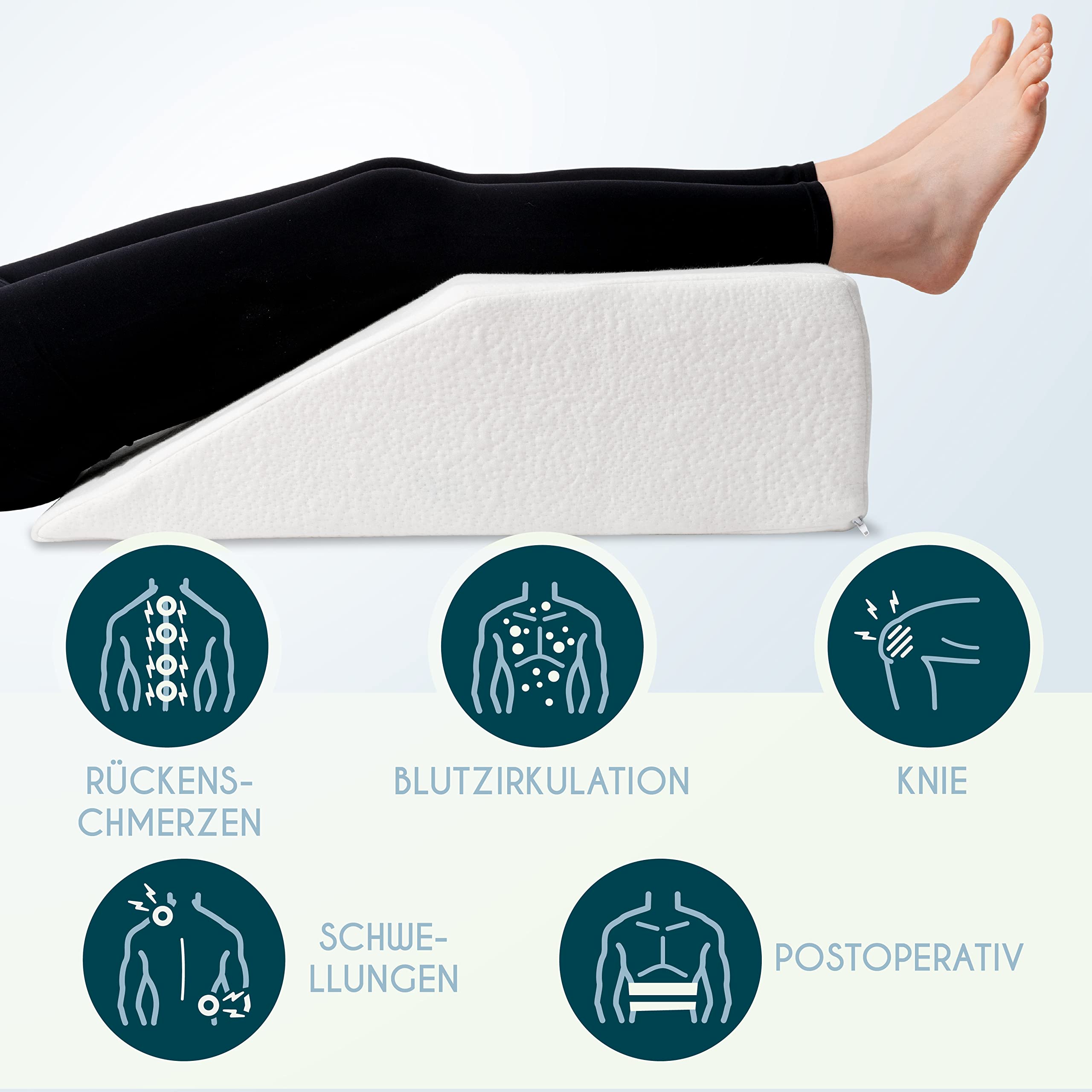 Dreamzie Ergonomisches Venenkissen Beinhochlagerungskissen Made in EU und Oeko TEX - Beinkissen Memory-Schaum - Beinauflage Atmungsaktiv Waschbar Hypoallergen