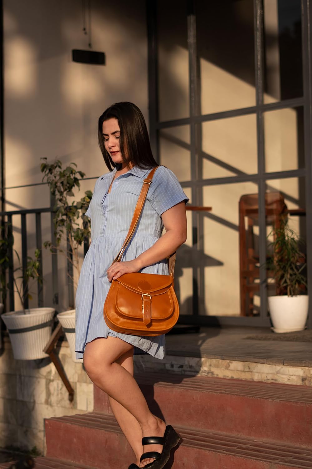 Satchel And Fable Leather Crossbody Satchel Bag Vintage Purses Handbags for Women 11 inch - Image 4