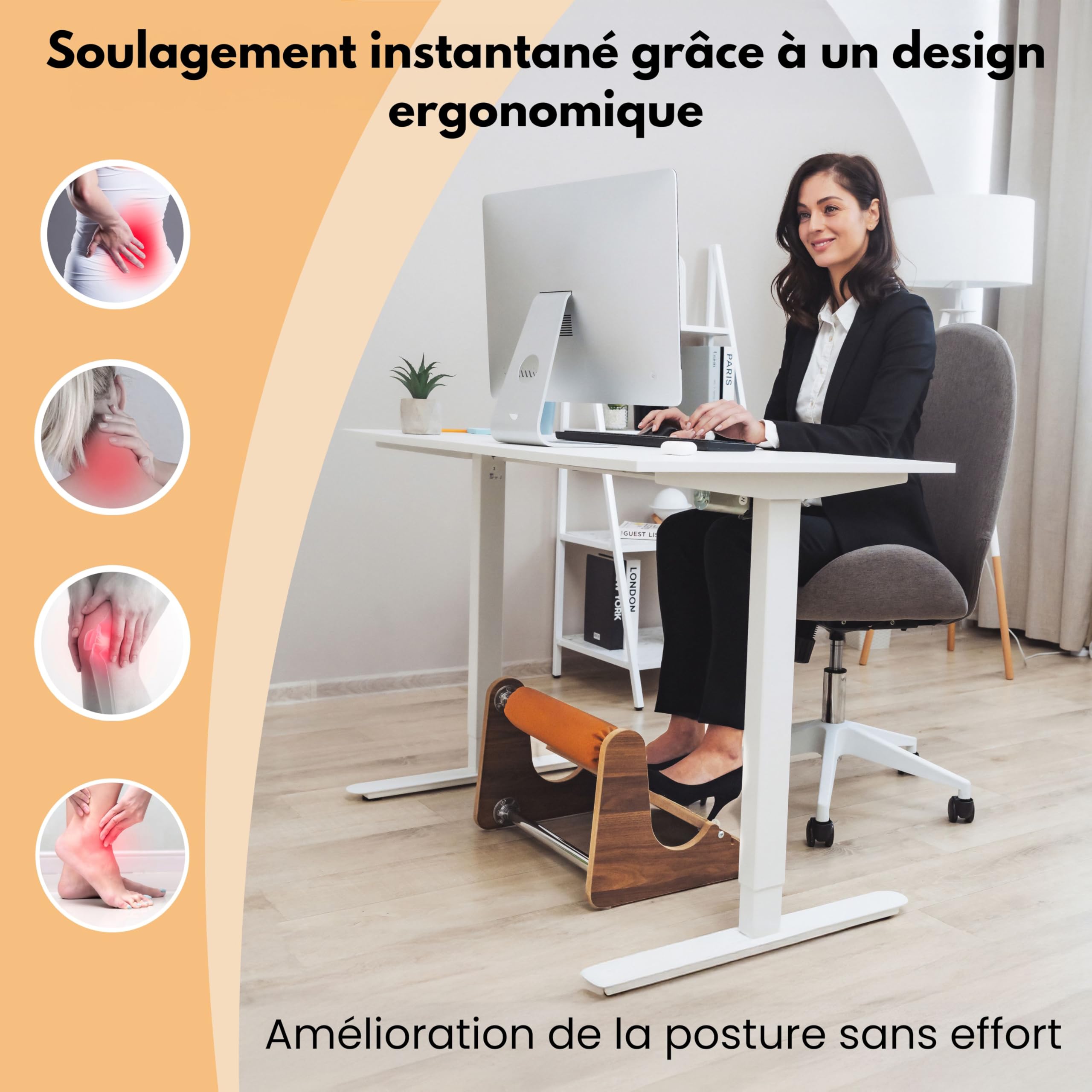 Poggiapiedi da scrivania con poggiapiedi, poggiapiedi regolabile in altezza antiscivolo ed ergonomico in materiale ecologico