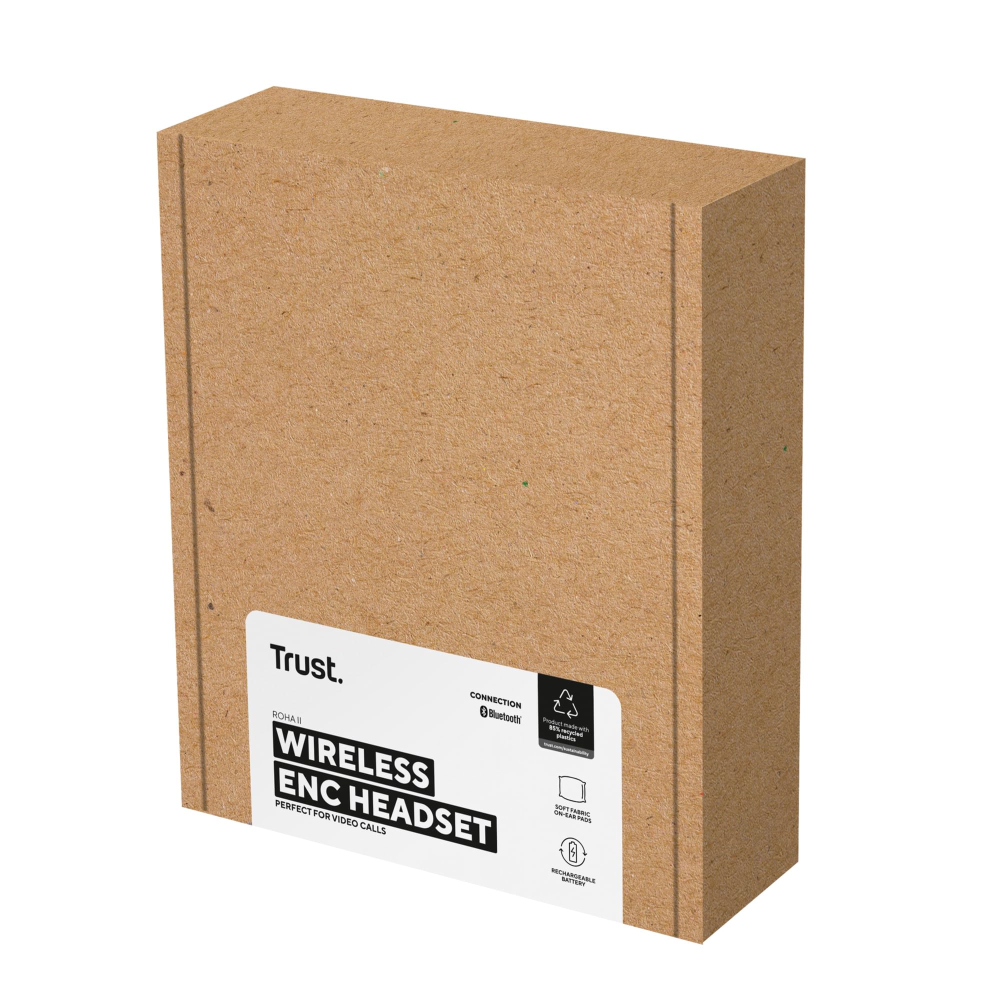 Trust Roha II Cuffie Wireless Bluetooth con Microfono ENC Antirumore, Nero | On Ear, 85% di Plastica Riciclata, Auricolari Ricaricabile per Lavoro Casa e Ufficio Teams Zoom