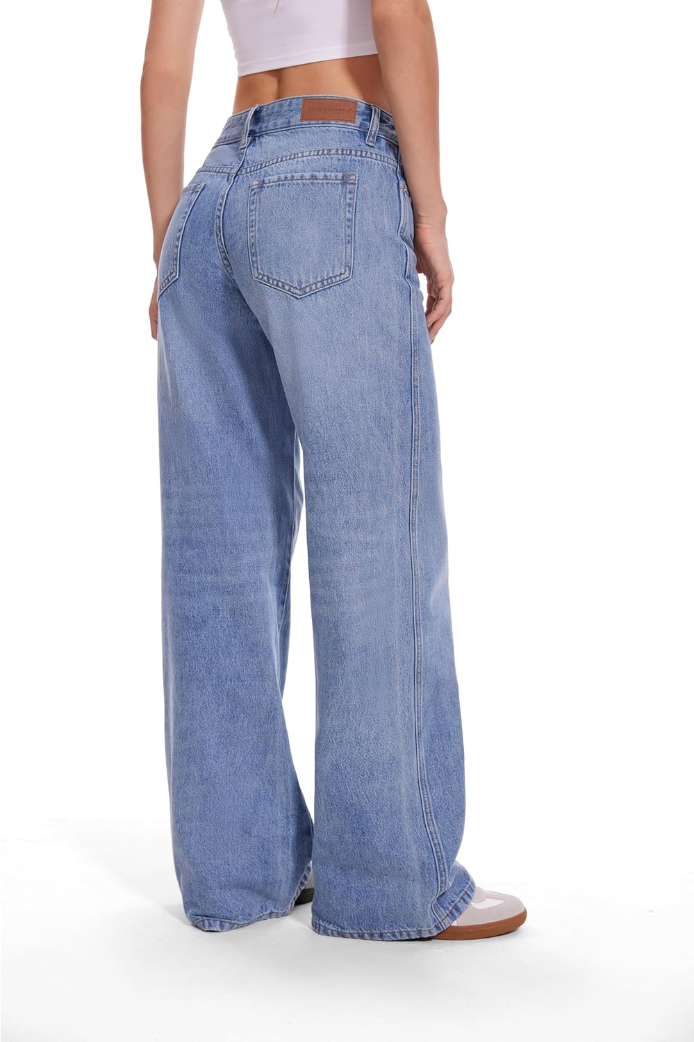 FLYING BANANA Women's Low Rise Wide Leg Denim with No Stretch Junior Jeans - Image 5