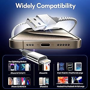 iPhone Charger Cord 3Pack 10FT Apple MFi Certified Nylon Braided Fast Charging Lightning Cable Compatible with iPhone 14/13/12/11 Pro/11/XS MAX/XR and More