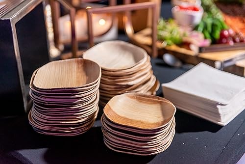 Miniatura 2 de Perfectware Placas biodegradables del partido de la hoja de palma de 4 pulgadas Placas biodegradables 25 CT. Placas disponibles compostables Eco