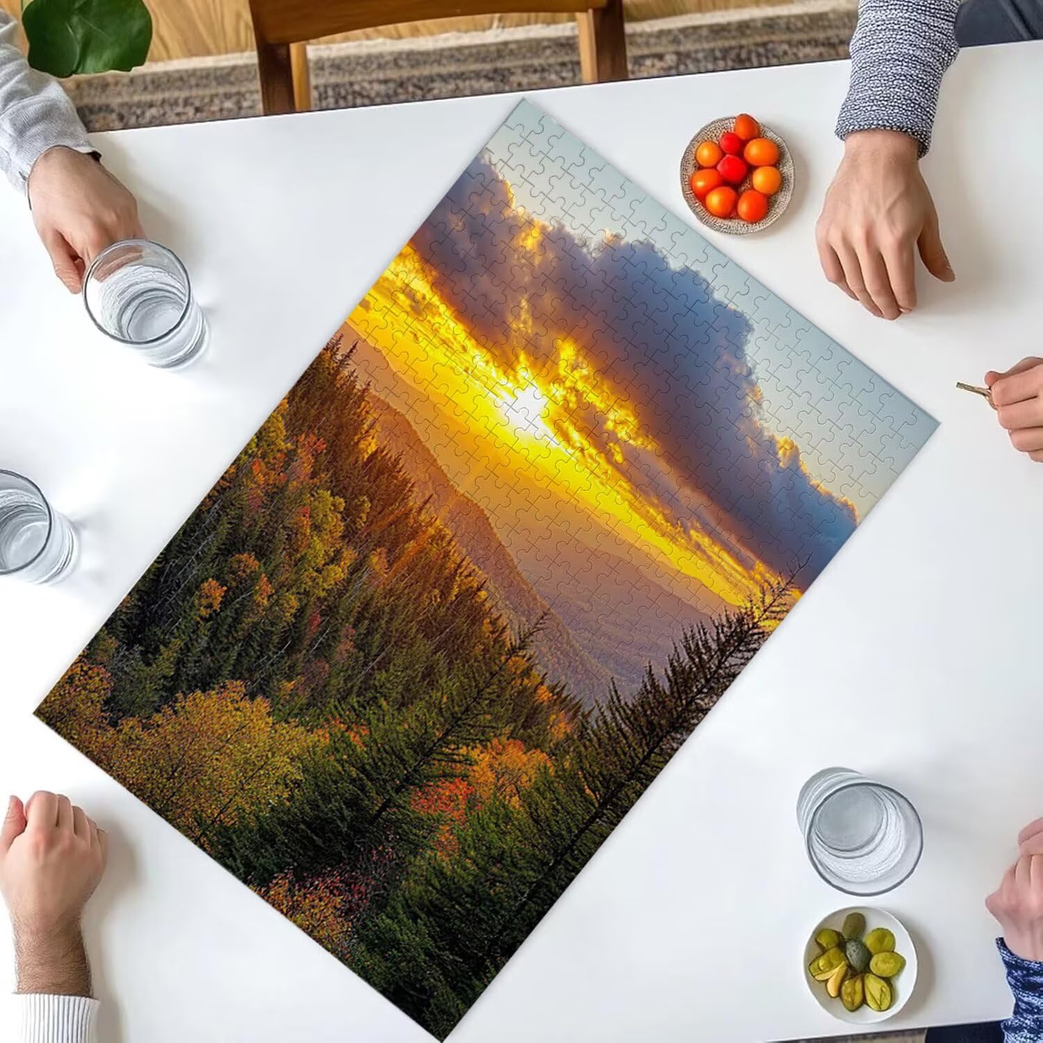 4000 sztuk puzzli, las zachód słońca4000 sztuk puzzli dla dorosłych, prezent rocznicowy, prezent świąteczny, dekoracja domu, zapobieganie degeneracji mózgu u osób starszych v-852