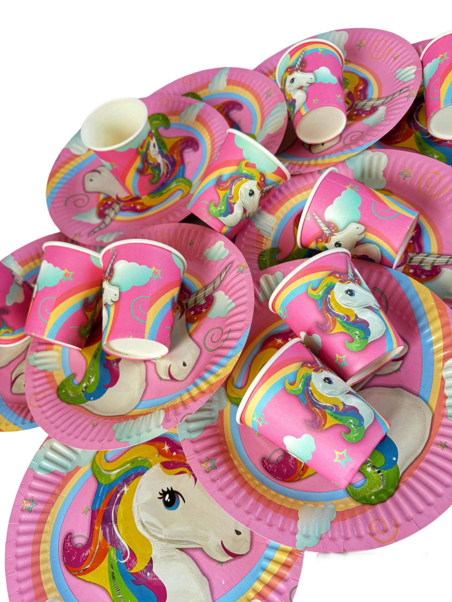 Partymane Rainbow Horse 10cups 10 Plates Pure and Safe Party Rainbow Horse Printed Fancy Cups and Plate 2