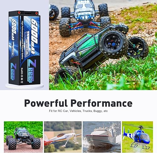 Miniatura 5 de Zeee 4S Lipo Batería 6000mAh 15.2V HV Lipo 130C con conector de bala a EC5 de 0.197 in, batería rígida para vehículos RC, automóviles, camiones,
