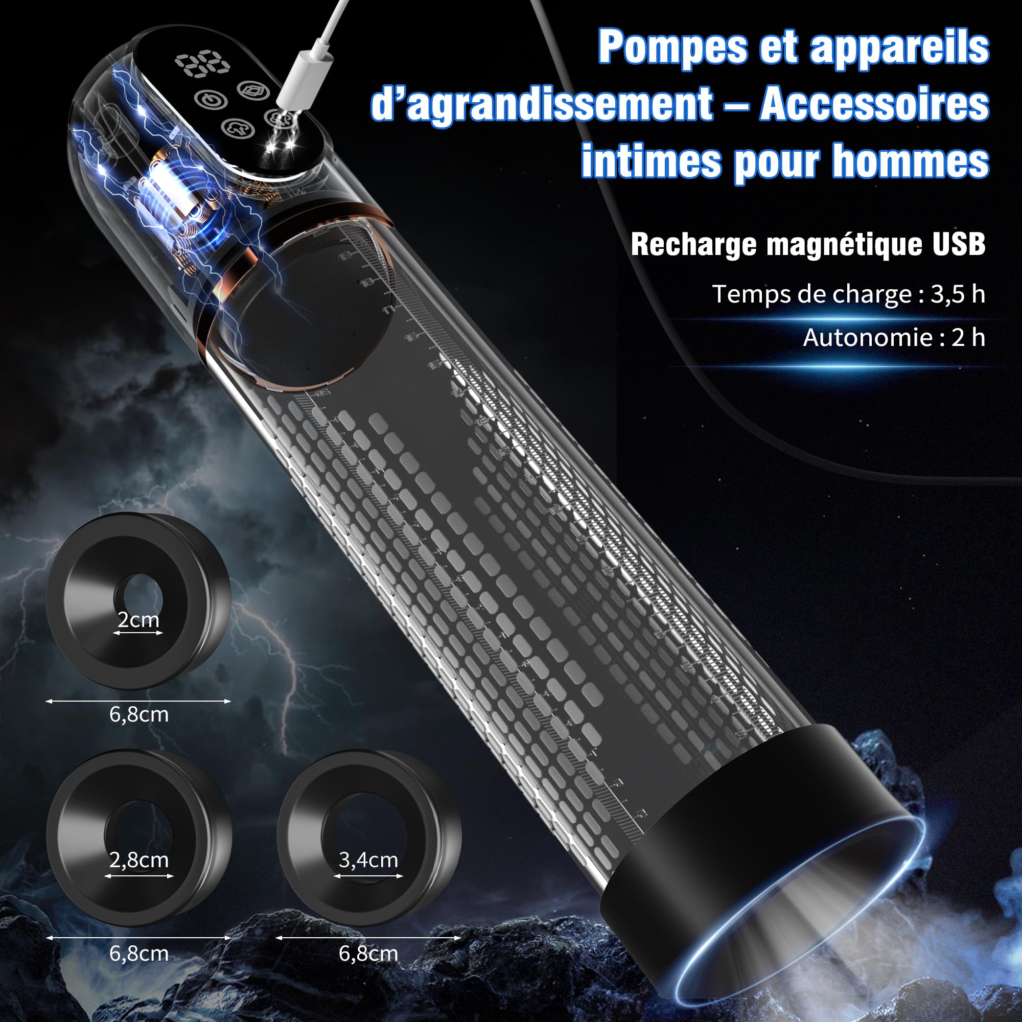 HIVEFUN Sextoyse Homme Sex Pompe a Penis, Pompes à Pénis avec 4 modes de Succion et 3 Modes D'entraînement Automatique, IPX7 Étanche Sex Toys Jouet pour Homme Pompe Penis avec Vaginette Silicone