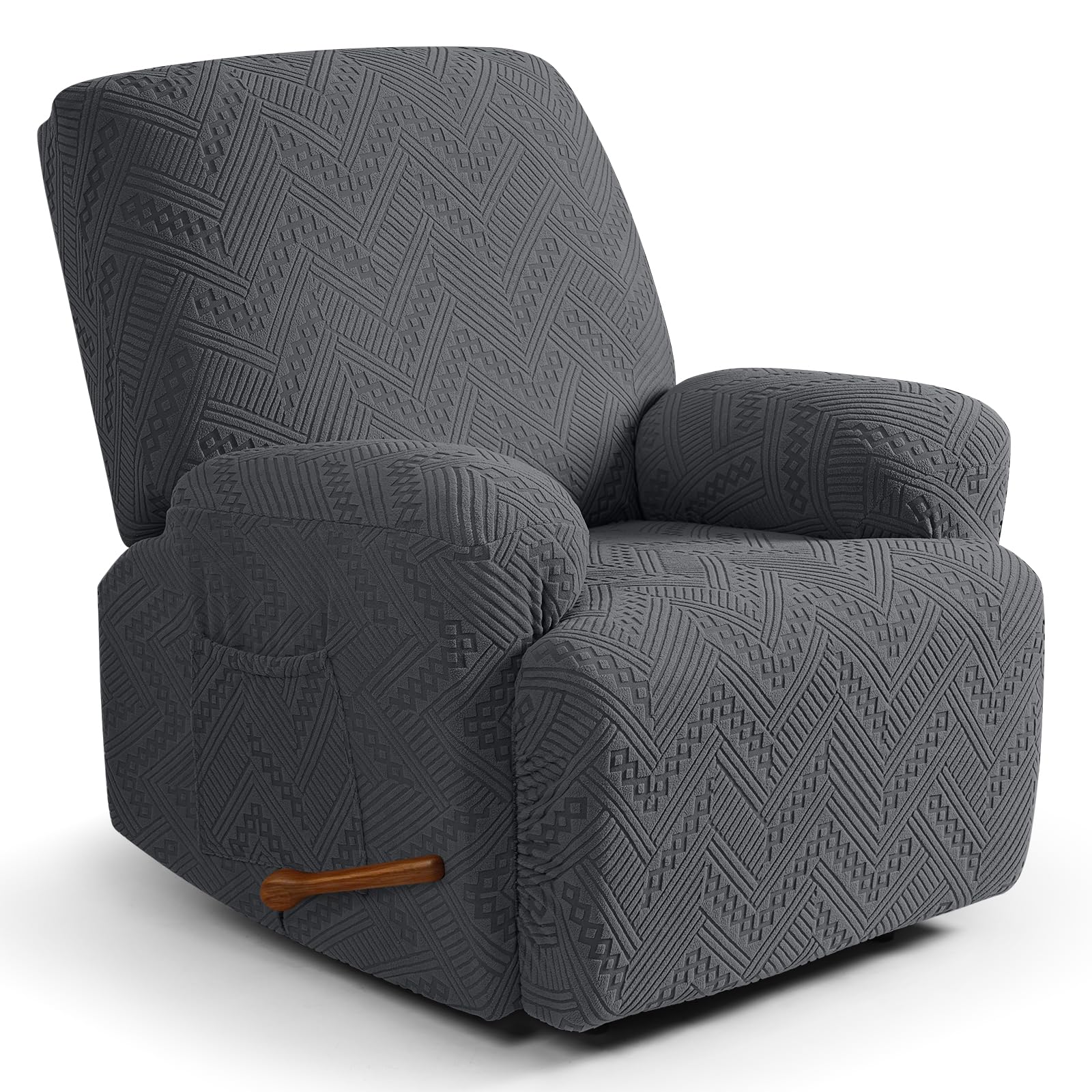 Ruaozz Oversized Recliner Chair Covers, Soft Recliner Slipcover, Dark Gray