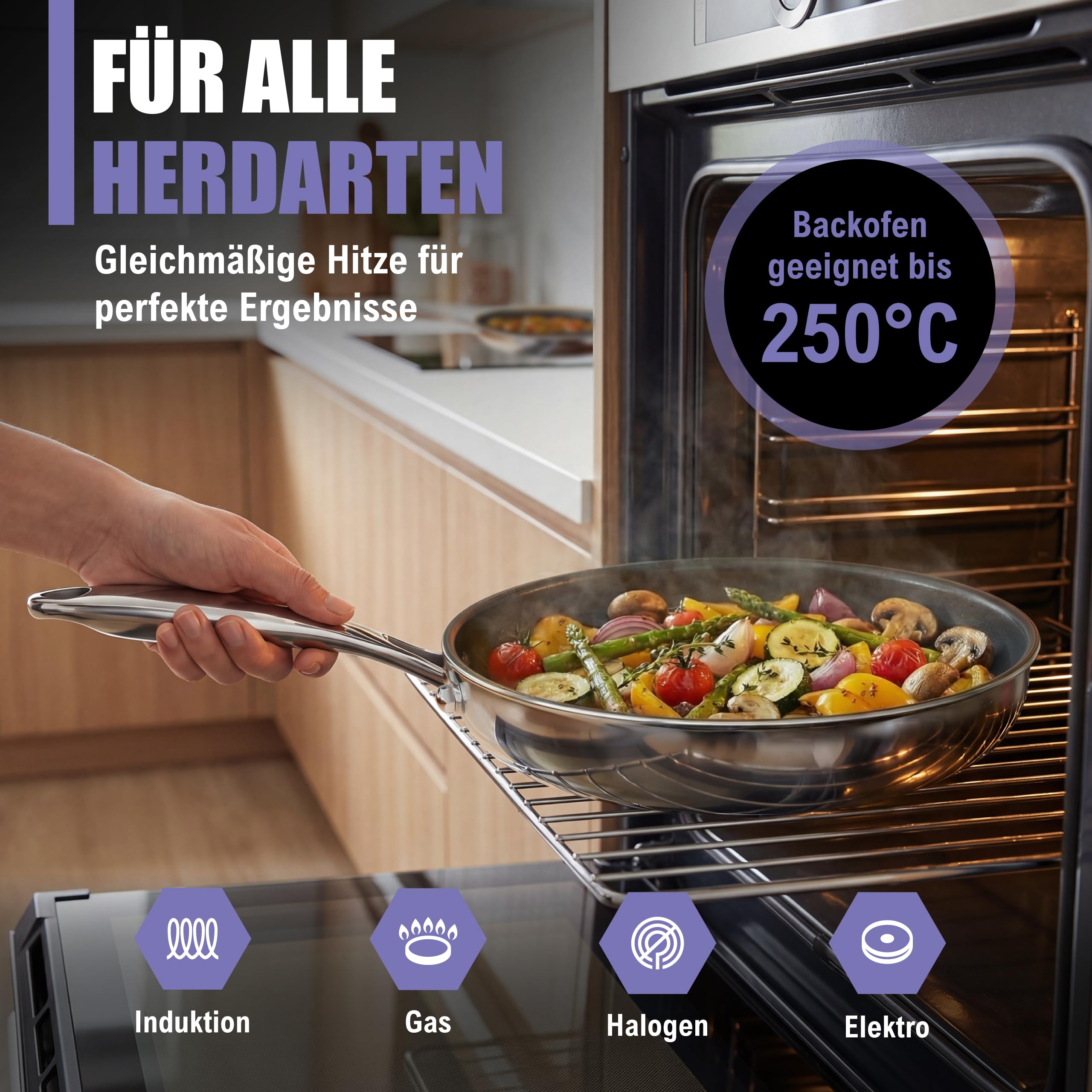 Keramikpfanne 32 cm Induktion Antihaft PFAS-frei Bratpfanne | Beschichtete Keramik Pfanne 32 cm, PTFE-frei, für Induktion & alle Herdarten, backofenfest bis 250 °C, spülmaschinenfest
