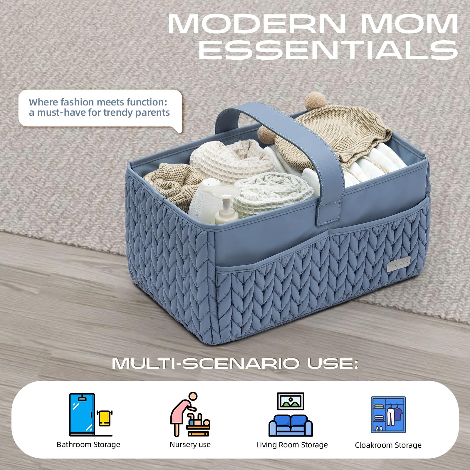 Organizer per pannolini, cestino portaoggetti portatile per neonati essenziali, cestino regalo per baby shower, cestino per fasciatoio, must have per ragazzi o ragazze, cestino per pannolini
