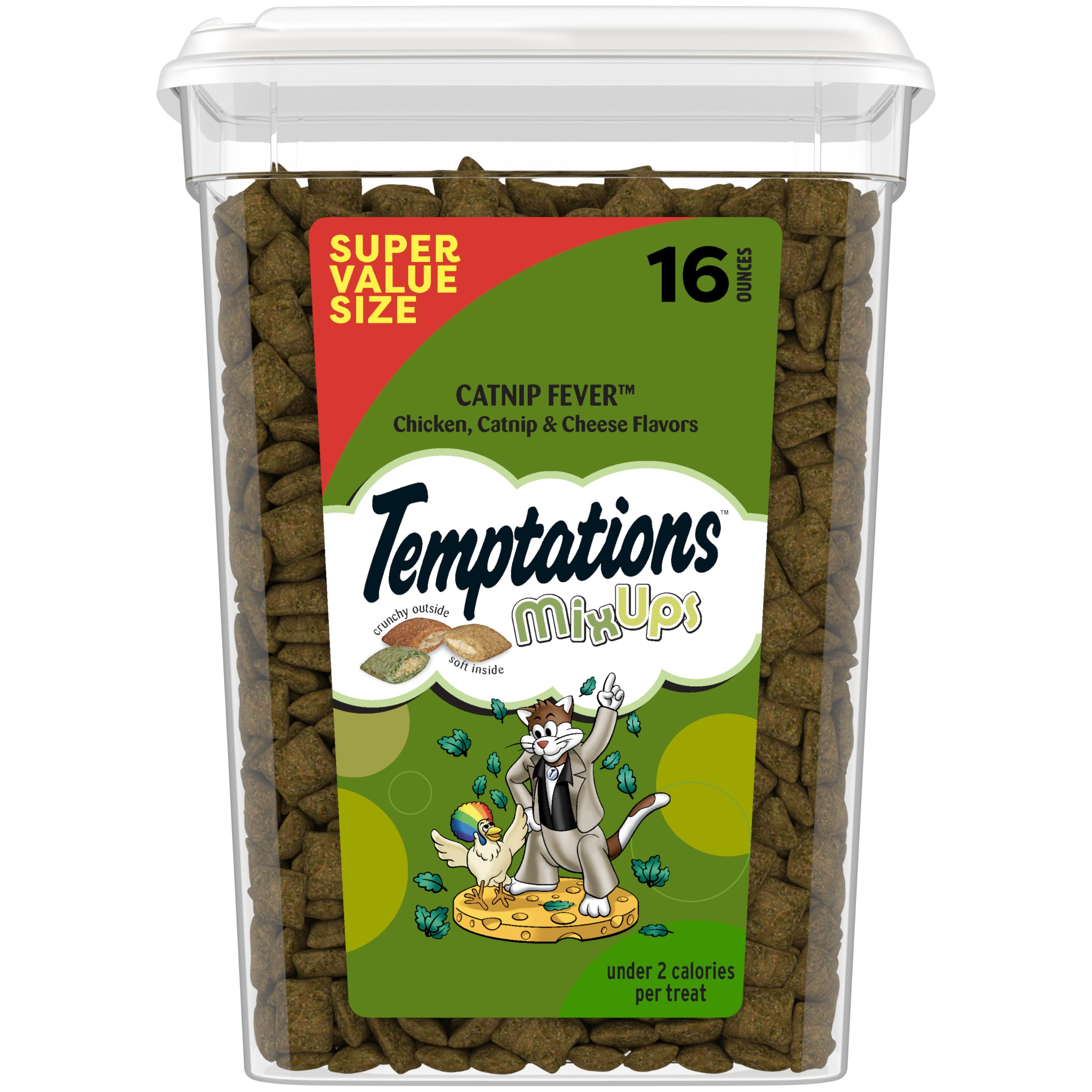 Cat Treats, Classic Crunchy and Soft Cat Treats, Catnip Fever Flavor, Catnip Treats, 16 oz. Tub