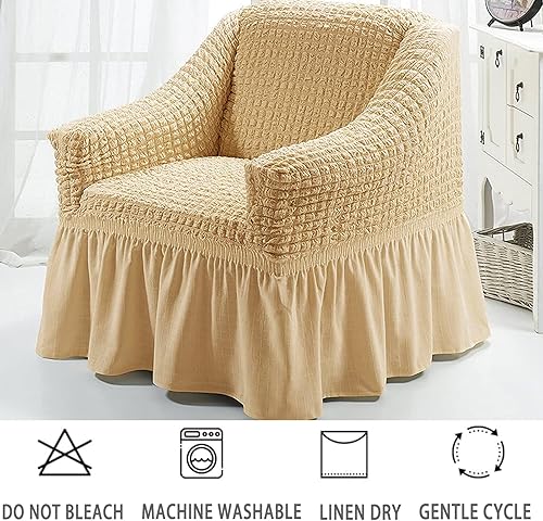 Miniatura 5 de Funda elástica para sillón de fácil ajuste con falda, duradera, lavable, universal, de alta elasticidad, protector de muebles para niños, mascotas