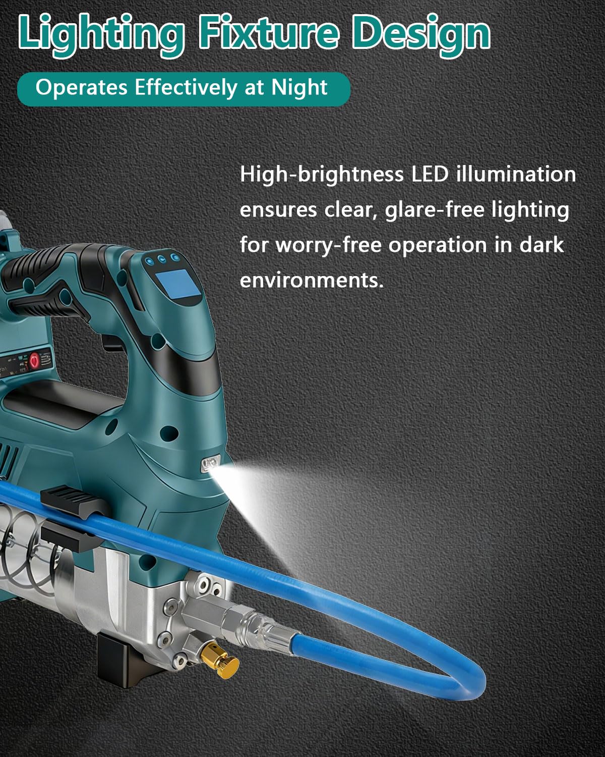 Pistola engrasadora a batería, 12000 PSI, compatible con batería Makita de 18 V (sin batería), con manguera de alta presión de 60 cm, pantalla digital, función cuantitativa, para camiones