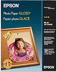 Epson Papel fotográfico brilhante, 21 x 28 cm, 20 folhas por pacote (S041141)