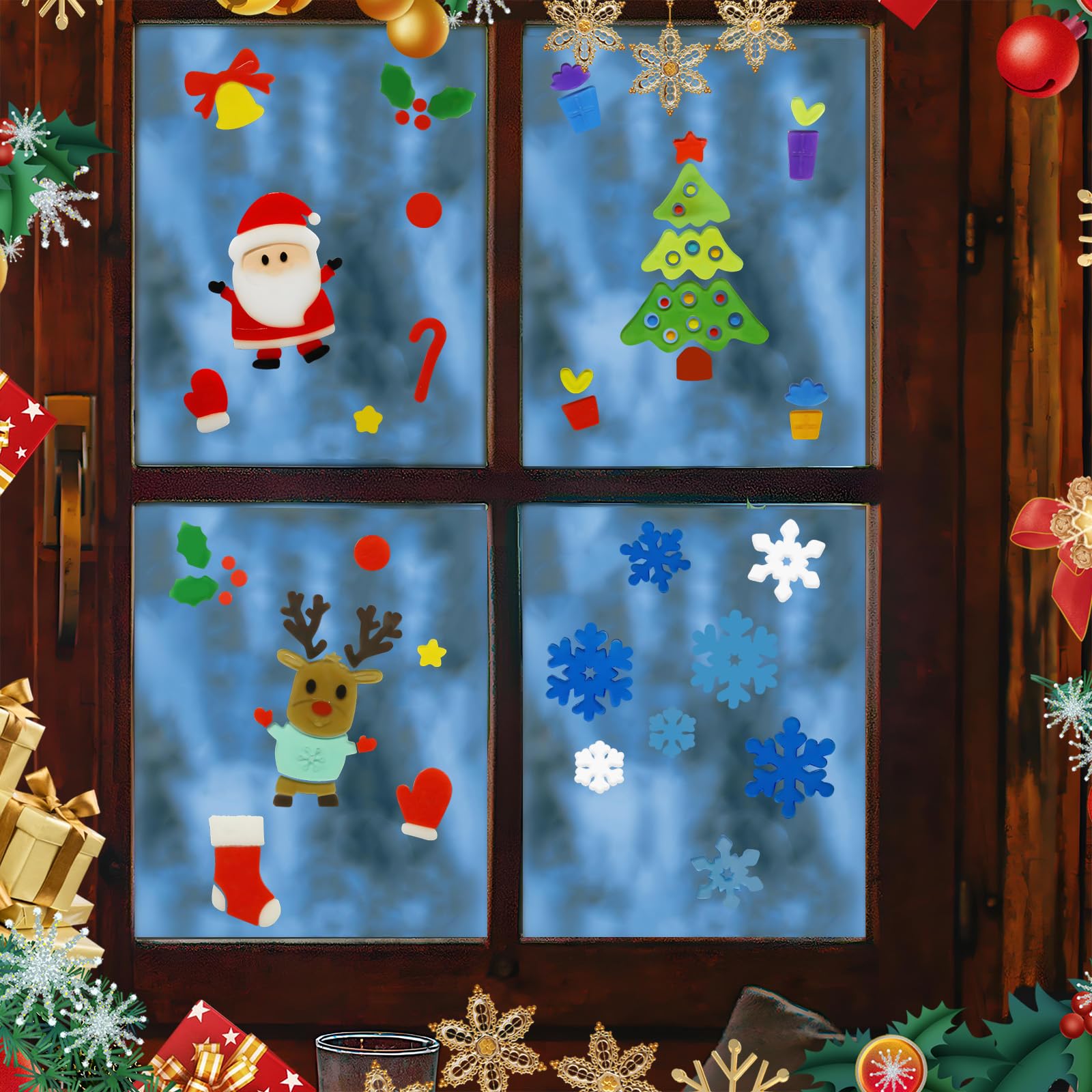 Decorazioni Adesive Per Finestre Primavera/Estate - 4 Pezzi In Gel, Motivi Floreali, Per Vetri E Specchi