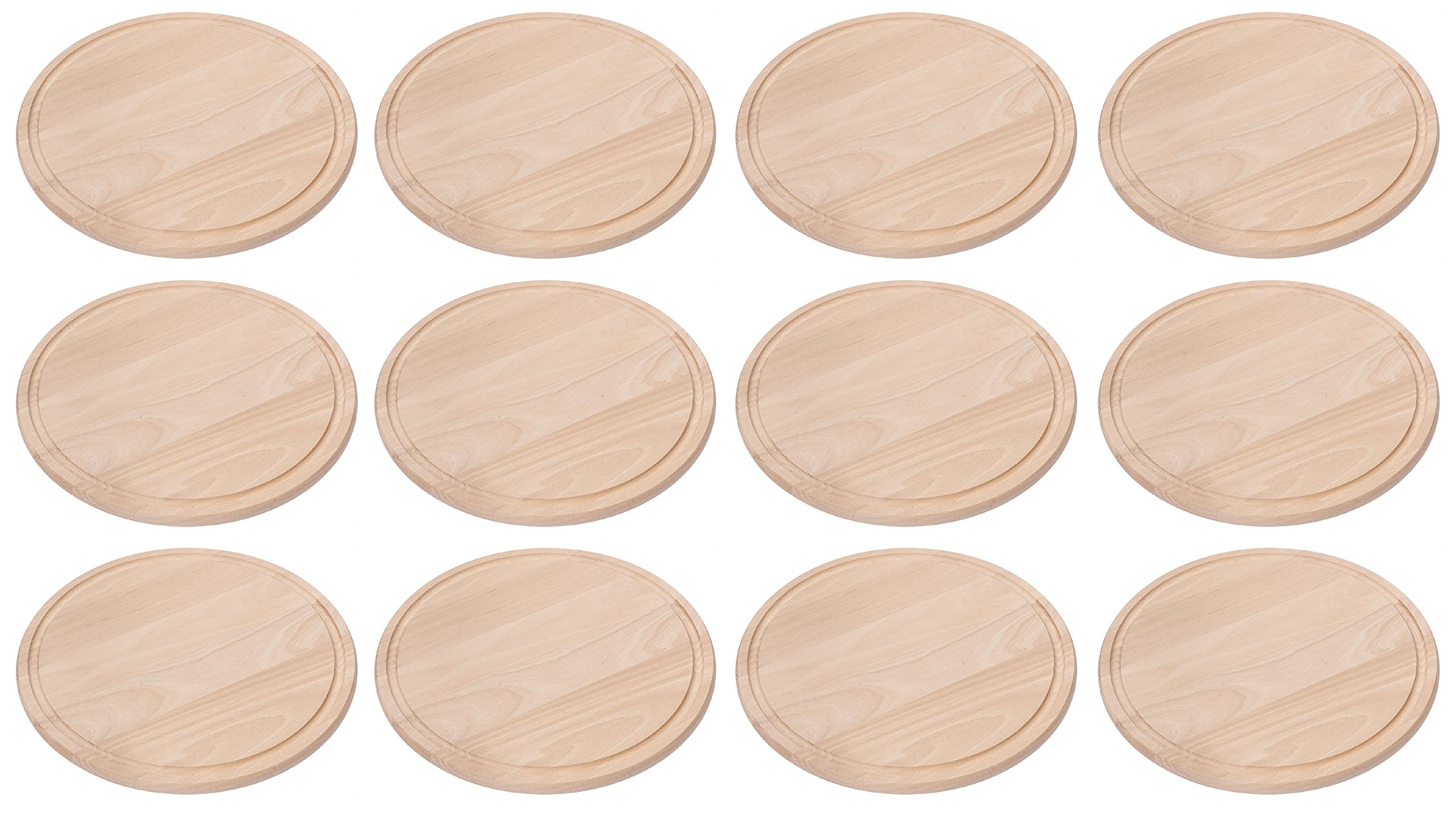 12x KESPER Fleischteller Ø 30 cm Höhe 1,5cm Buchenholz Servierteller Holzteller
