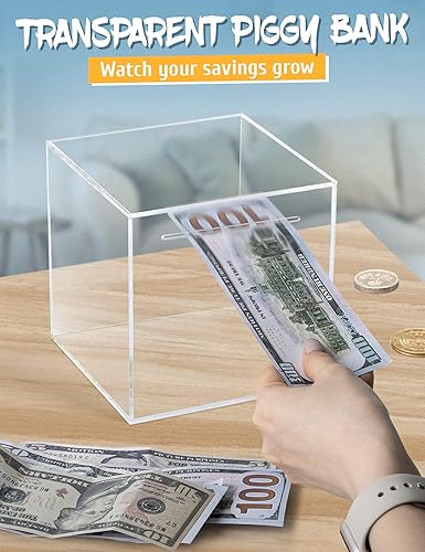 Miniatura 4 de Alcancía de acrílico transparente para adultos y niños, caja de ahorro de dinero transparente debe romperse para abrir, alcancía sin abrir para