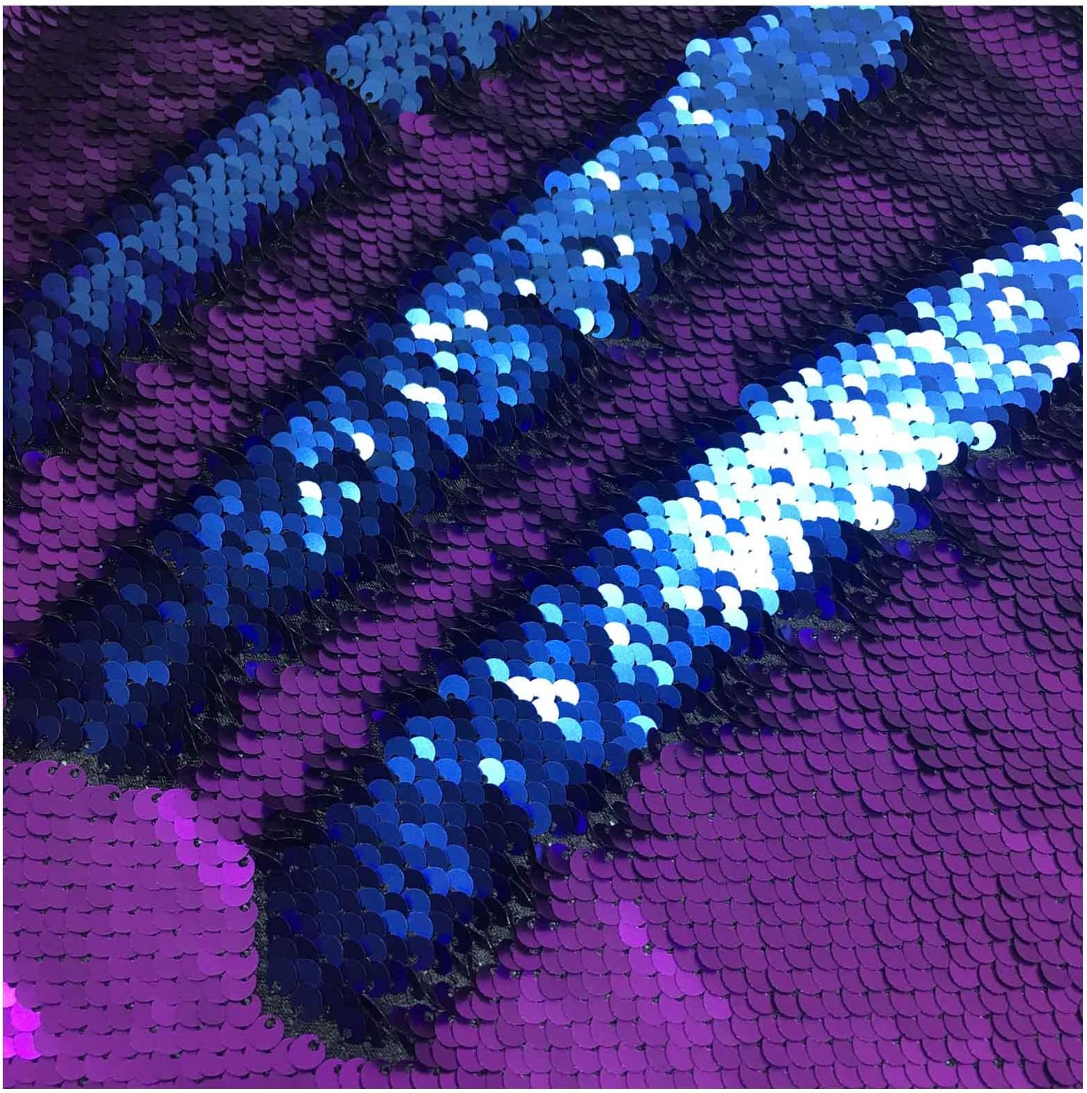 LQIAO Purple Blue Sequin Fabric Flip Up Mermaid Reversible Color Changing Strips Shimmer Sequin Fabric by The Half of Yard Wedding/Pillow Cover/Dress Home DIY