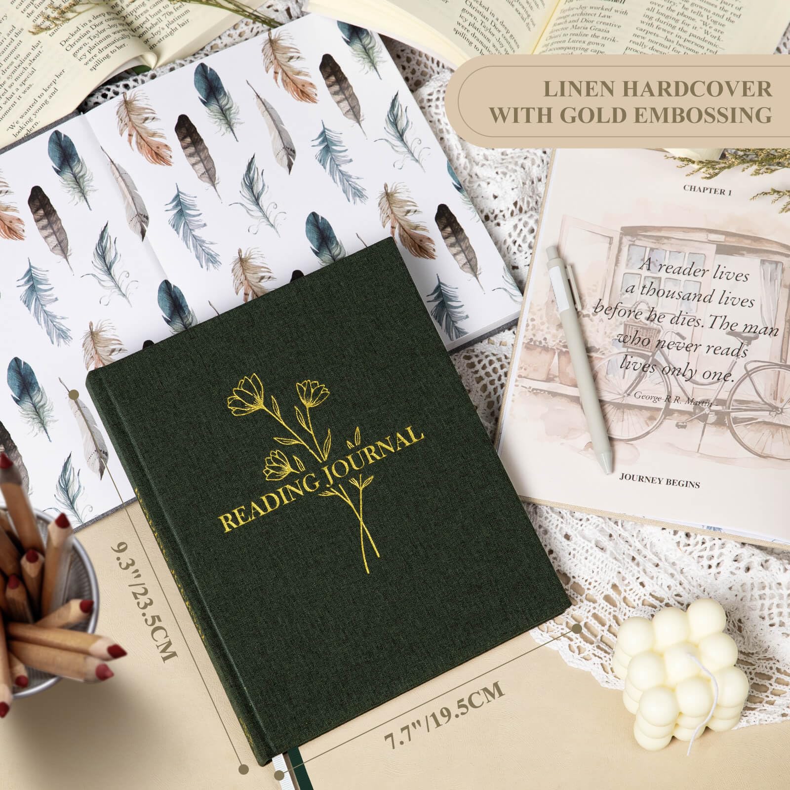 Diario Di Lettura In Lino - Agenda Per Book Lovers, Traccia Libri E Recensioni, Viola - Foto 12