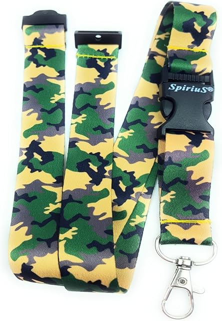 Neck Strap Lanyard with Strong Metal Clip for ID Badge Holder, Key Holder (Army Camouflage)