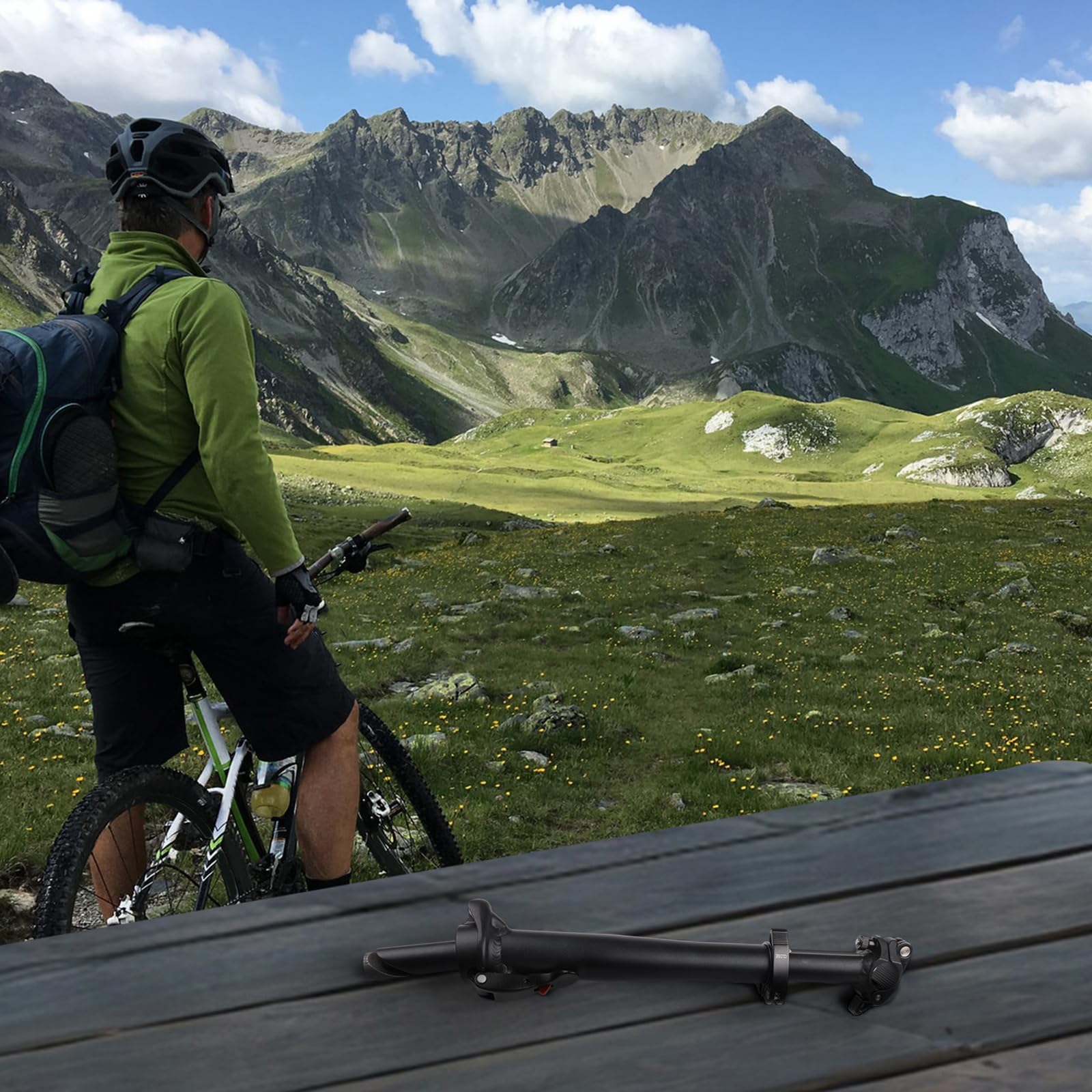 Manubrio pieghevole in lega di alluminio per bicicletta, a sgancio rapido, regolabile, per bici elettrica e scooter, estensore per forcella anteriore leggera, nero argento (nero A)