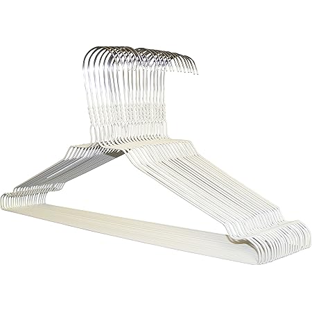 20 Stück Drahtkleiderbügel Weiß - Stabile Wäschebügel Mit Rockeinkerbungen