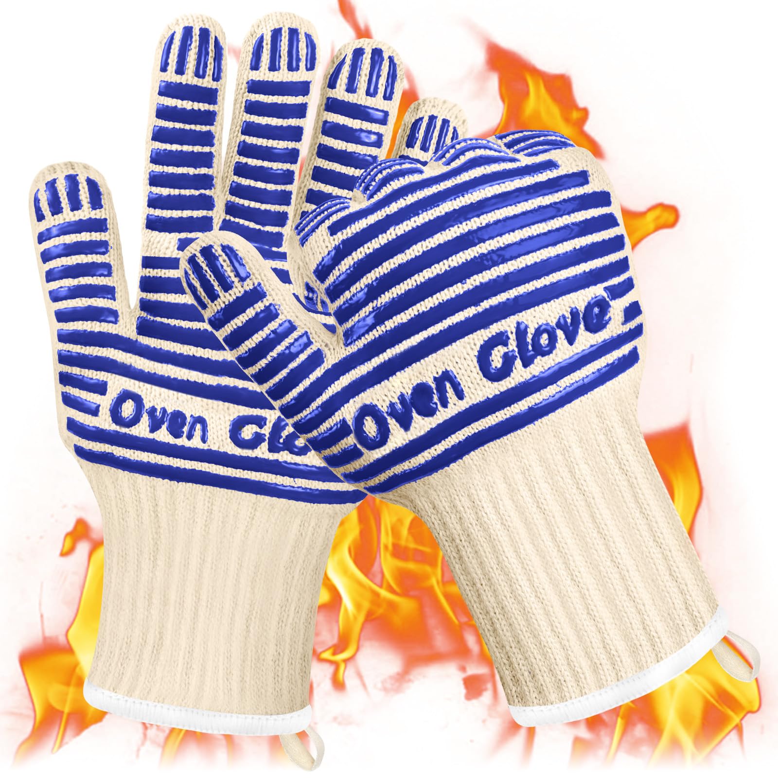 AUAUY Oven Mitts, Silicone Non-slip Knitted Gloves Pair, Heat Resistant up to 662°F / 350°C, for Baking Grilling, Cooking