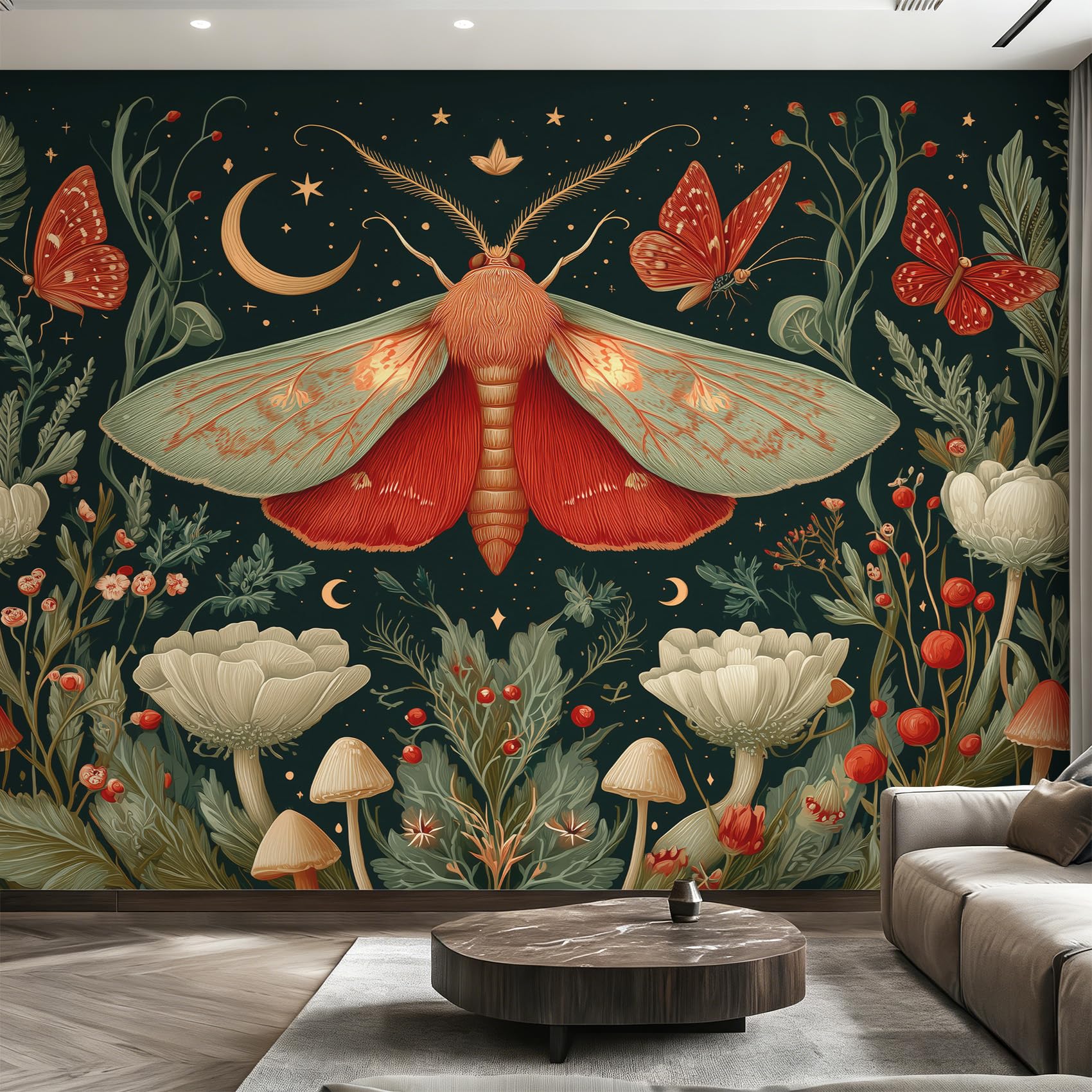 Papier peint papillon de nuit pour transformer un mur blanc en fresque gothique vintage
