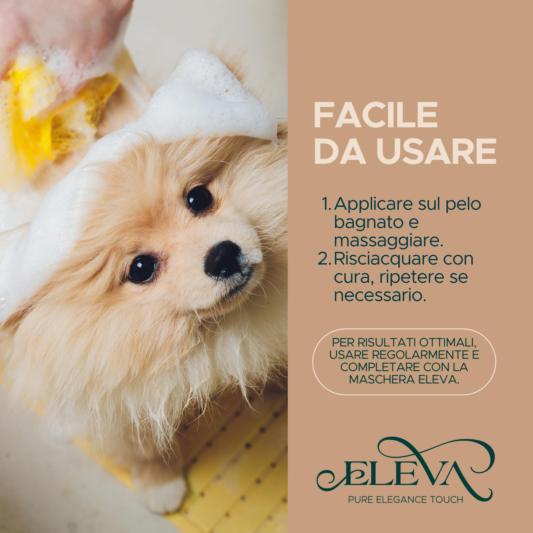 ELEVA PET - Shampoo Cani Pelo Lungo - all'Olio Essenziale di Lavanda con Vitamine - Ammorbidisce, Idrata ed Igenizza il Pelo - Milgiora Salute e Qualità del Pelo - Made in Italy - 1000 ml