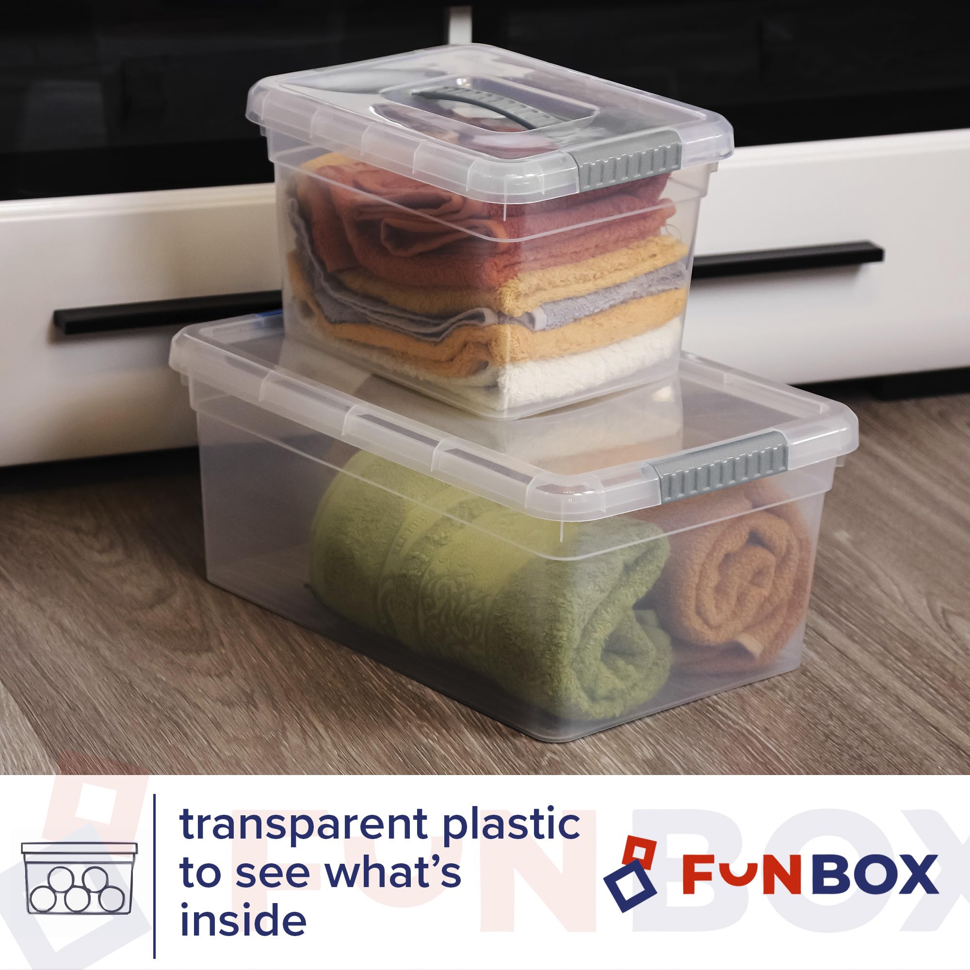 PROFUN Caja de almacenamiento con tapa de 3 litros – Pequeña caja de plástico con tapa – Cajas apilables – Cajas y cajas de almacenamiento con tapa – Juego de 16 unidades