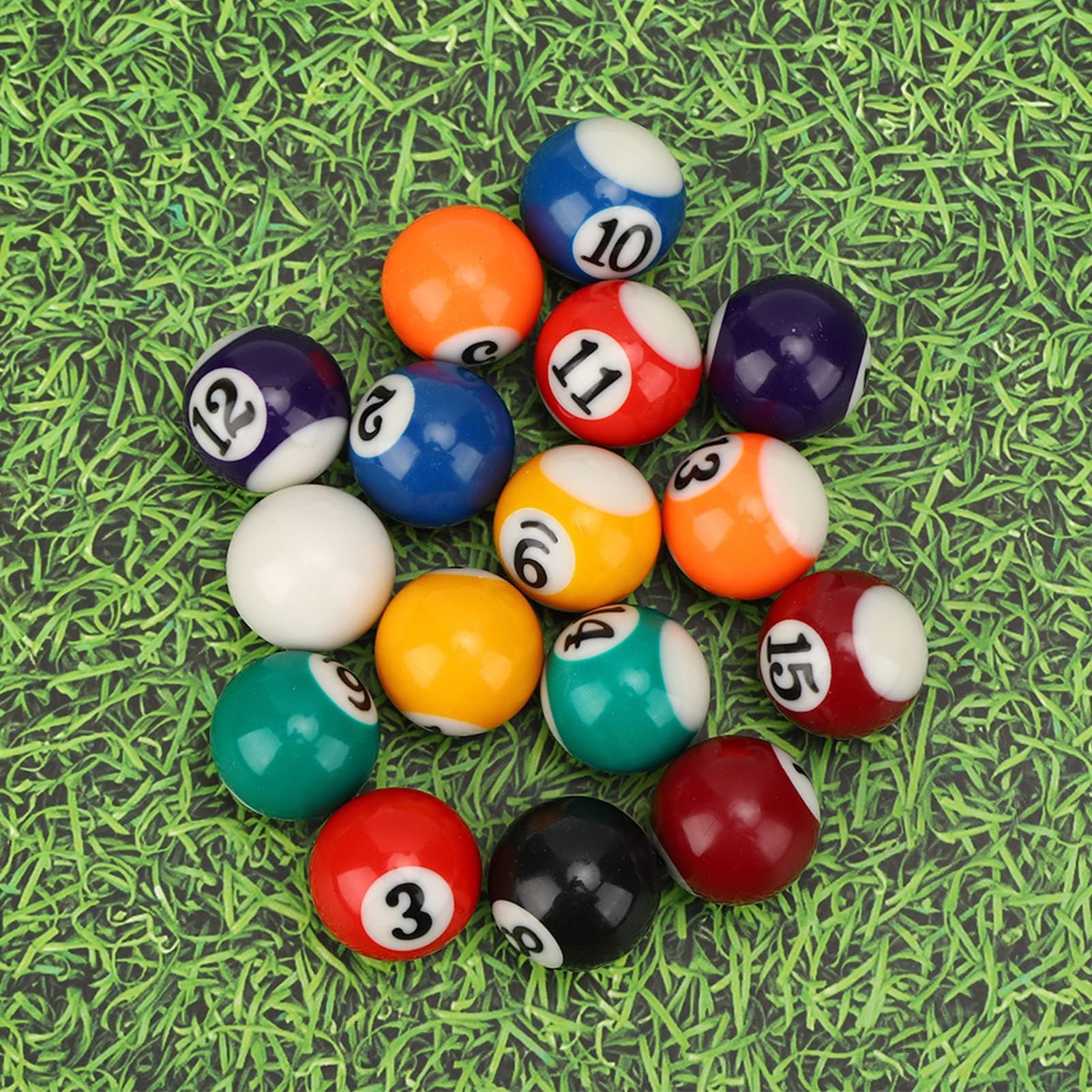 Set di 16 Palline da Biliardo in Resina, Mini Palline Numerate e Bianca per Giochi, Bar