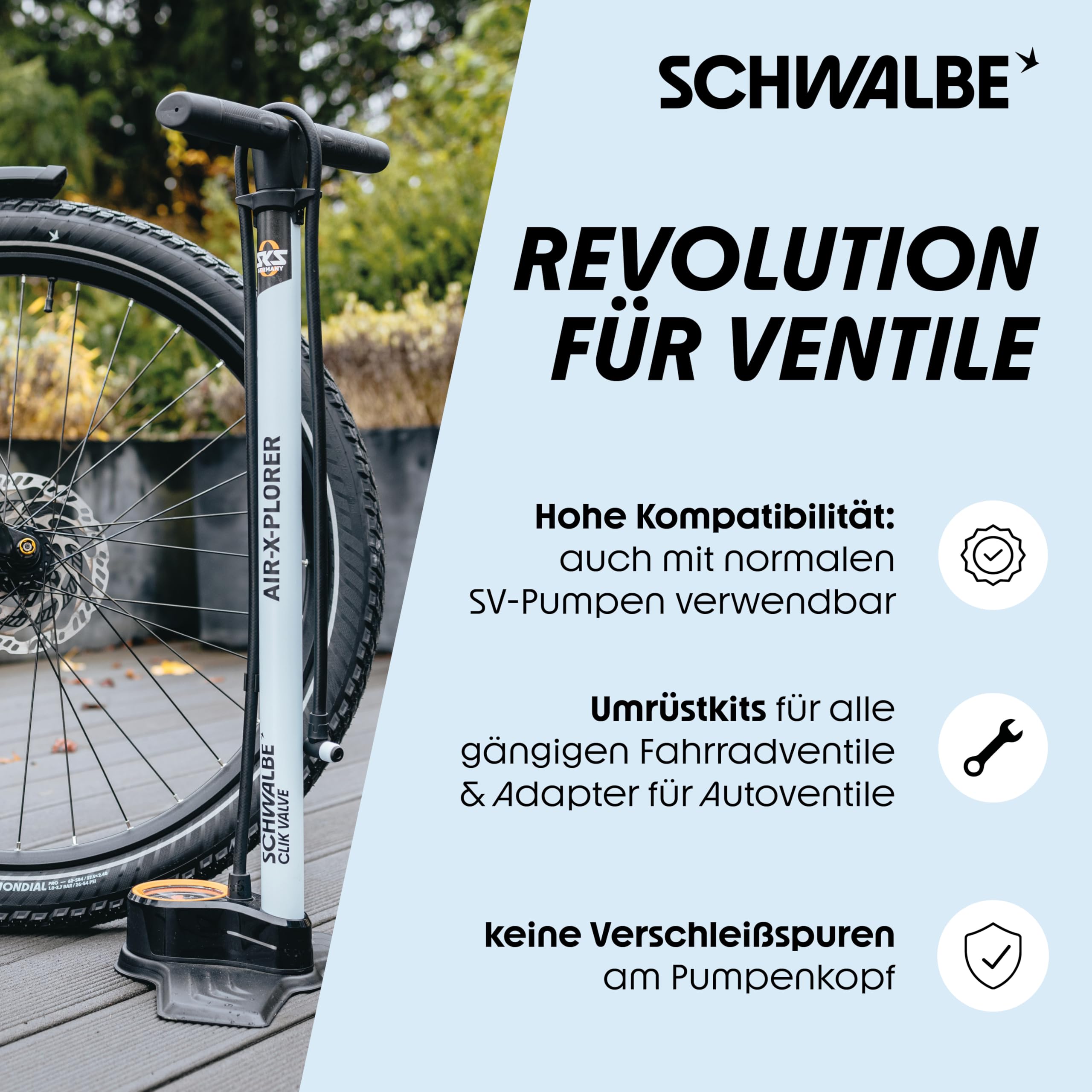 Schwalbe Clik Valve Conversion Set - Presta/SV Valve Conversion Kit - Innovation for Inflating Bicycle Tyres