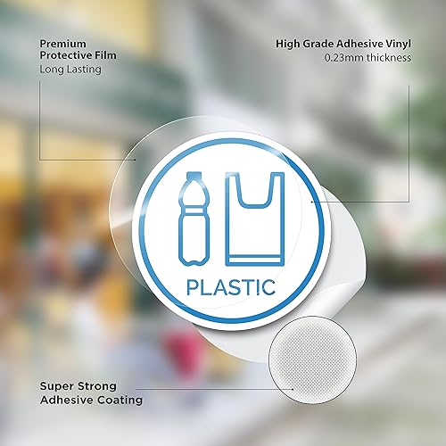 Miniatura 3 de Paquete de 6 calcomanías de vinilo autoadhesivas de reciclaje de 6 pulgadas, papel, plástico, plástico, metal, basura, logotipos de reciclaje