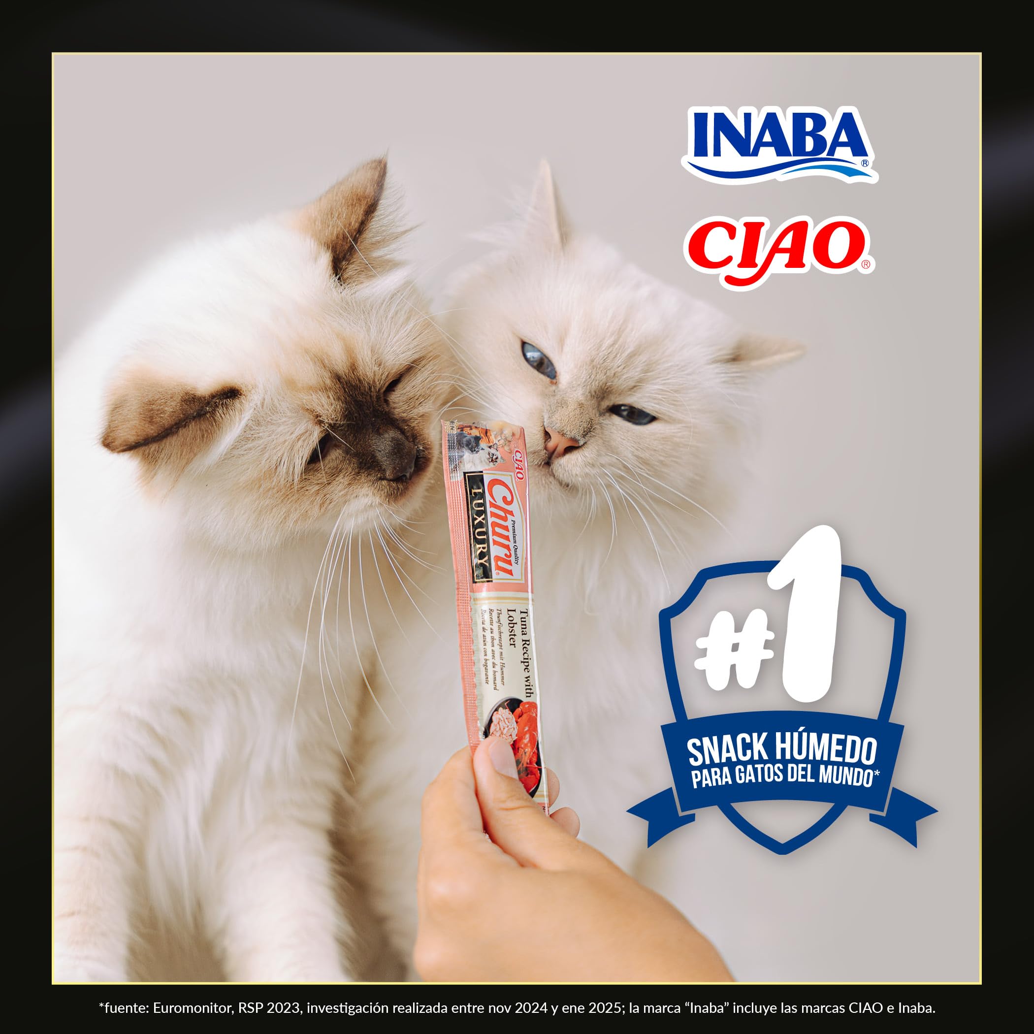 INABA Churu Luxury Gatos - Receta Saludable de Pollo y Carne de Wagyu - Deliciosos Premios con Textura Suave y Cremosa - Natural, Sin Cereales, Sin Colorantes-56g (4 Tubos x 14g)