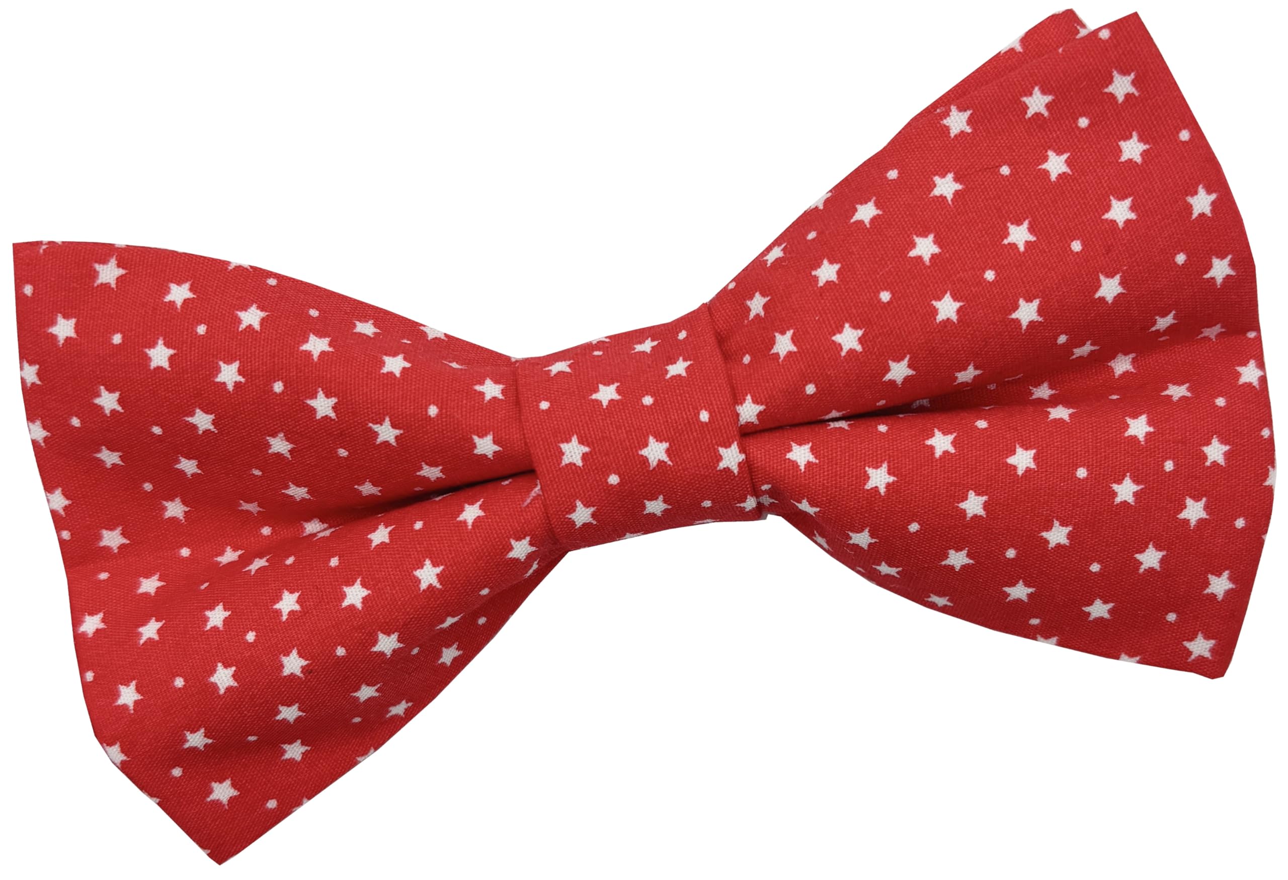 Great British Tie Club Christmas Bow Ties 100% Cotton (Various Designs) (Red Stars & Snow)