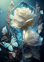 Vista 6 de Kits de punto de cruz estampado para adultos - Kits de bordado de flores de libro para principiantes adultos, 11 CT patrones dimensiones kits